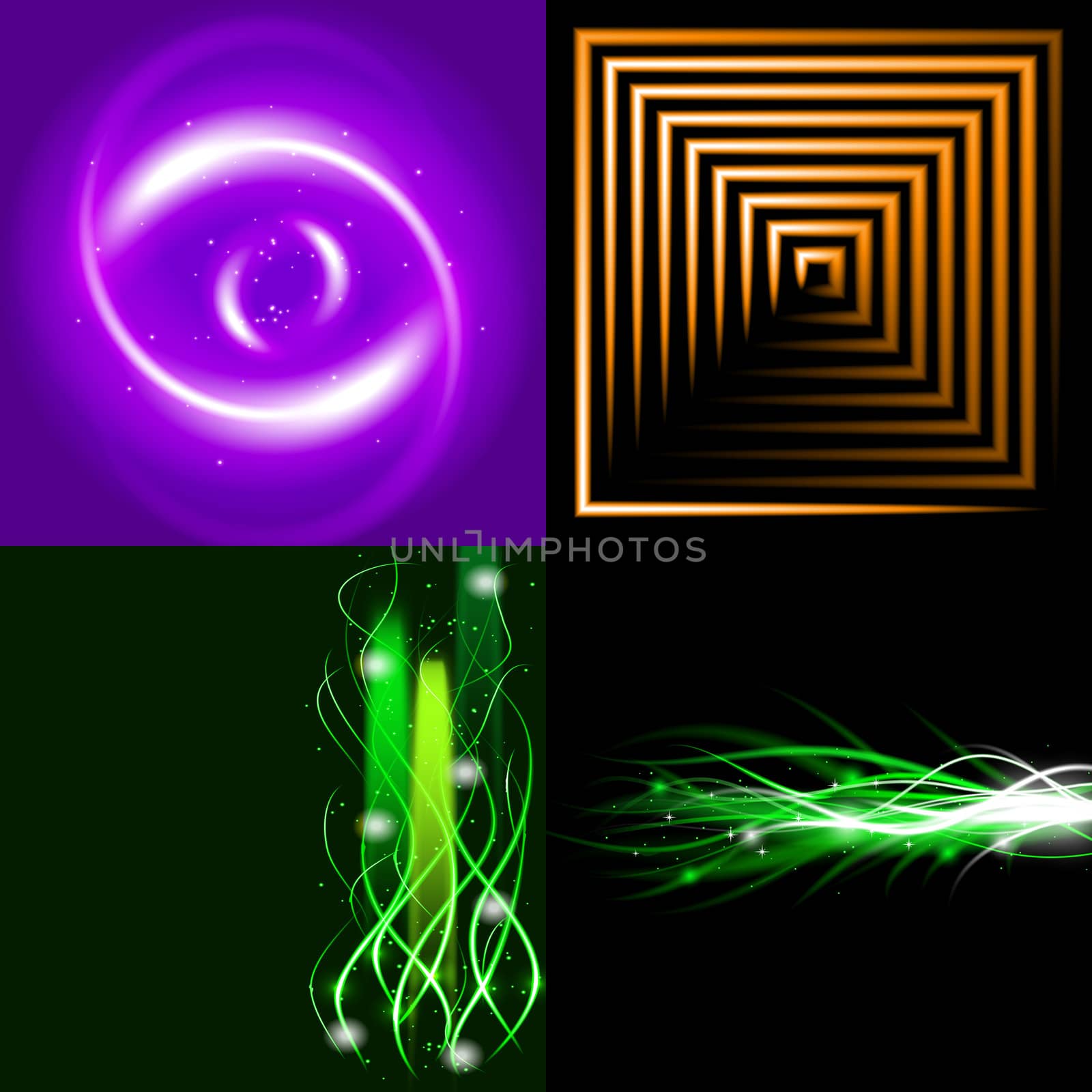 Set  of colorful  abstract background with blurred magic neon light curved lines.  by serhii_lohvyniuk