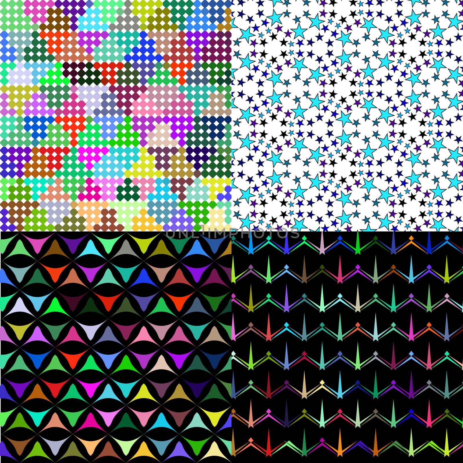 Set of Abstract rainbow colorful tiles mosaic painting geometric palette pattern background.  by serhii_lohvyniuk