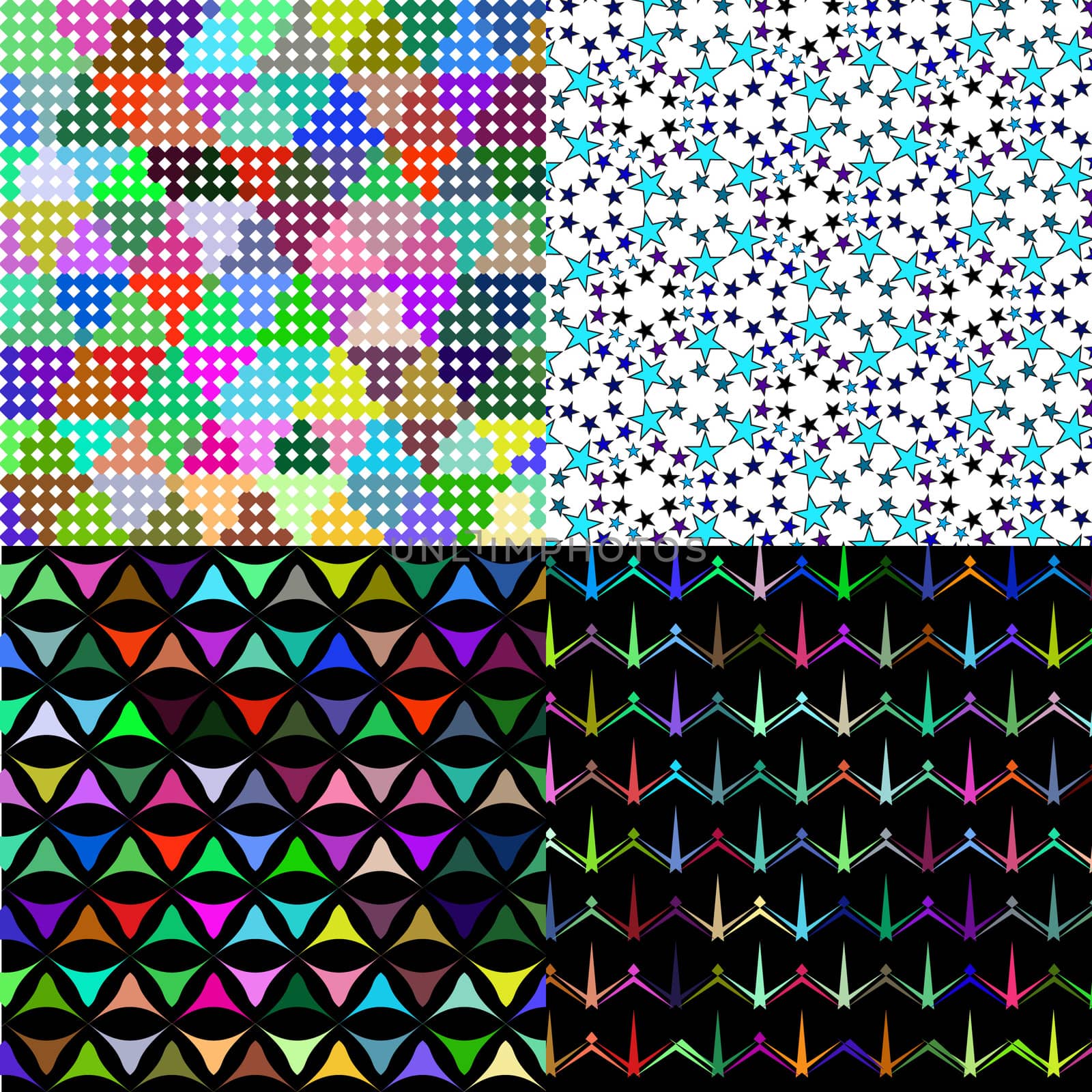 Set of Abstract rainbow colorful tiles mosaic painting geometric palette pattern background.  illustration