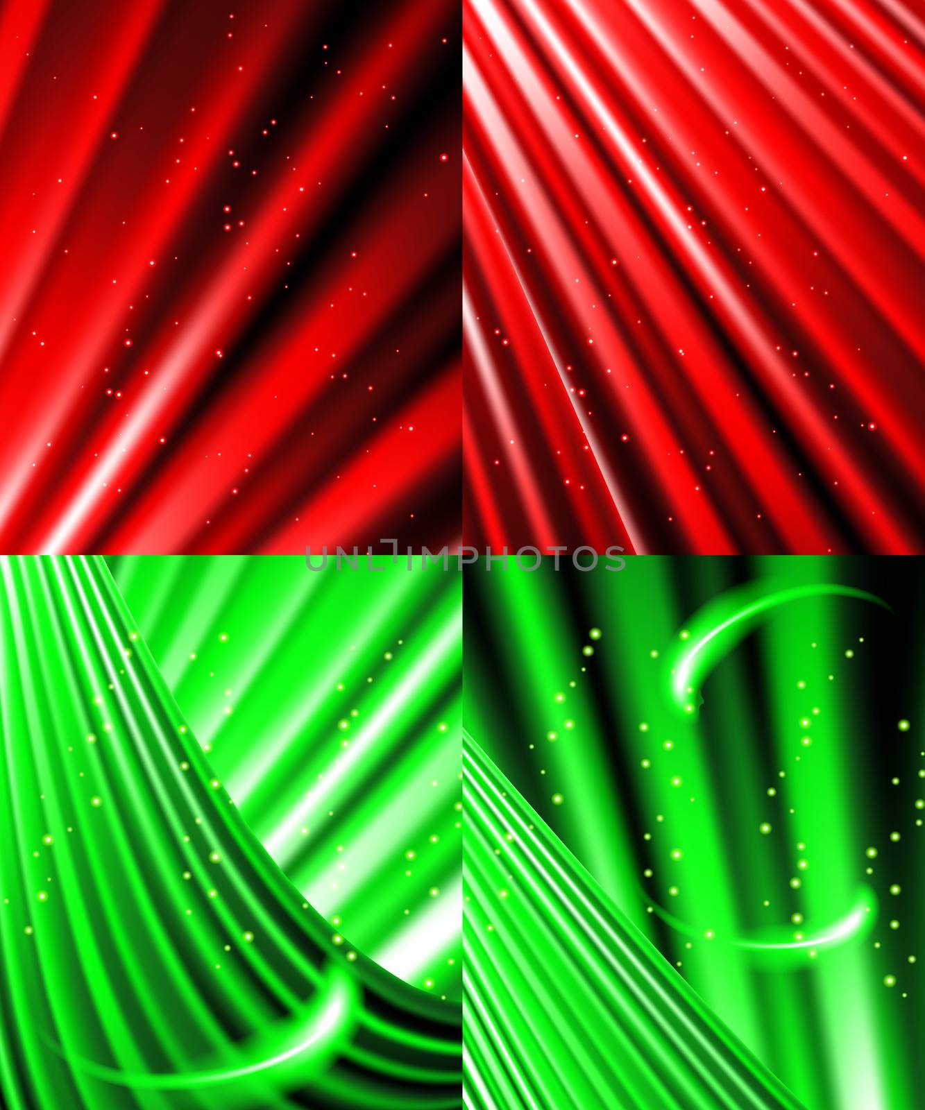 Set of Abstract luminous rays background.  illustration