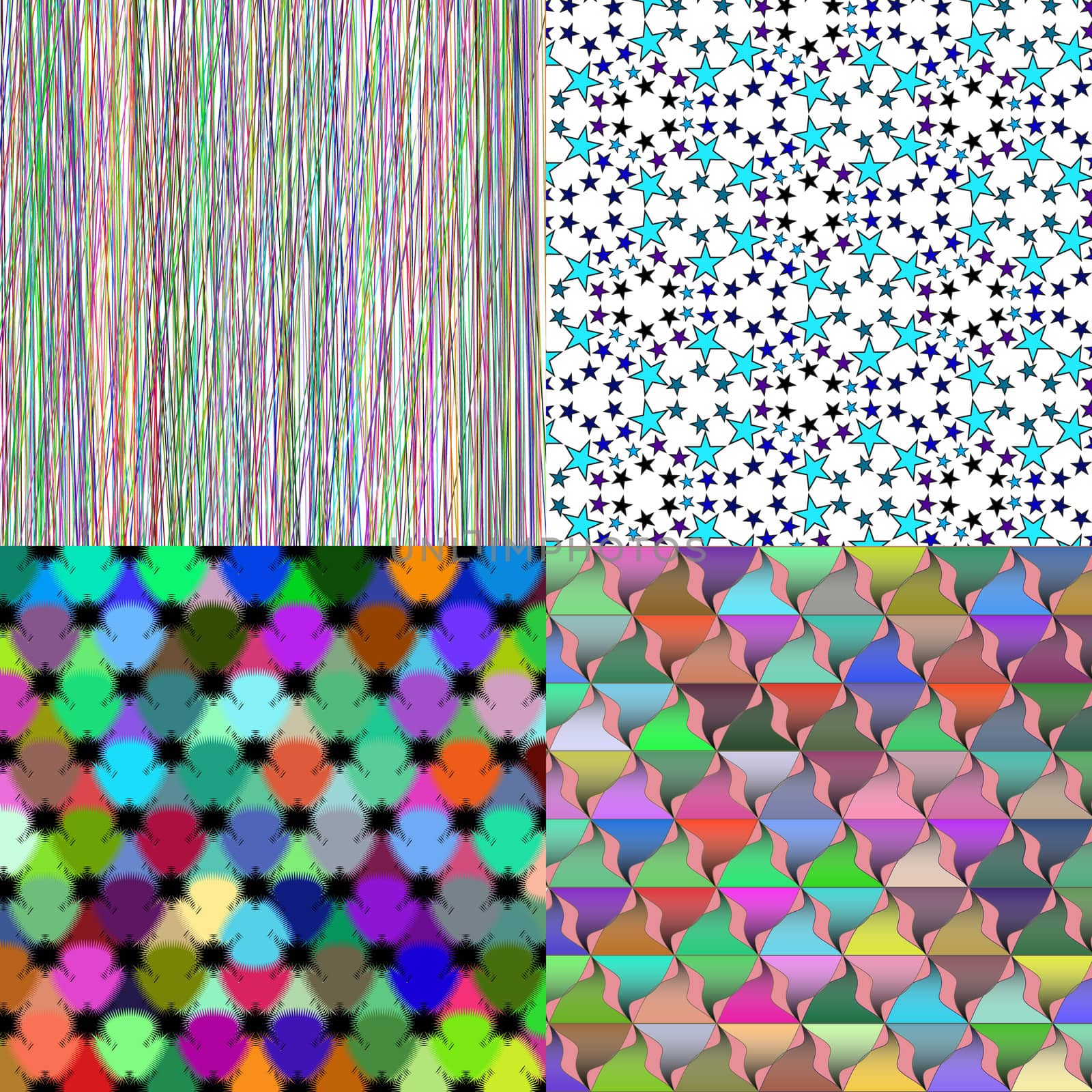 Set of texture of many small brightly colored figures.  illustration