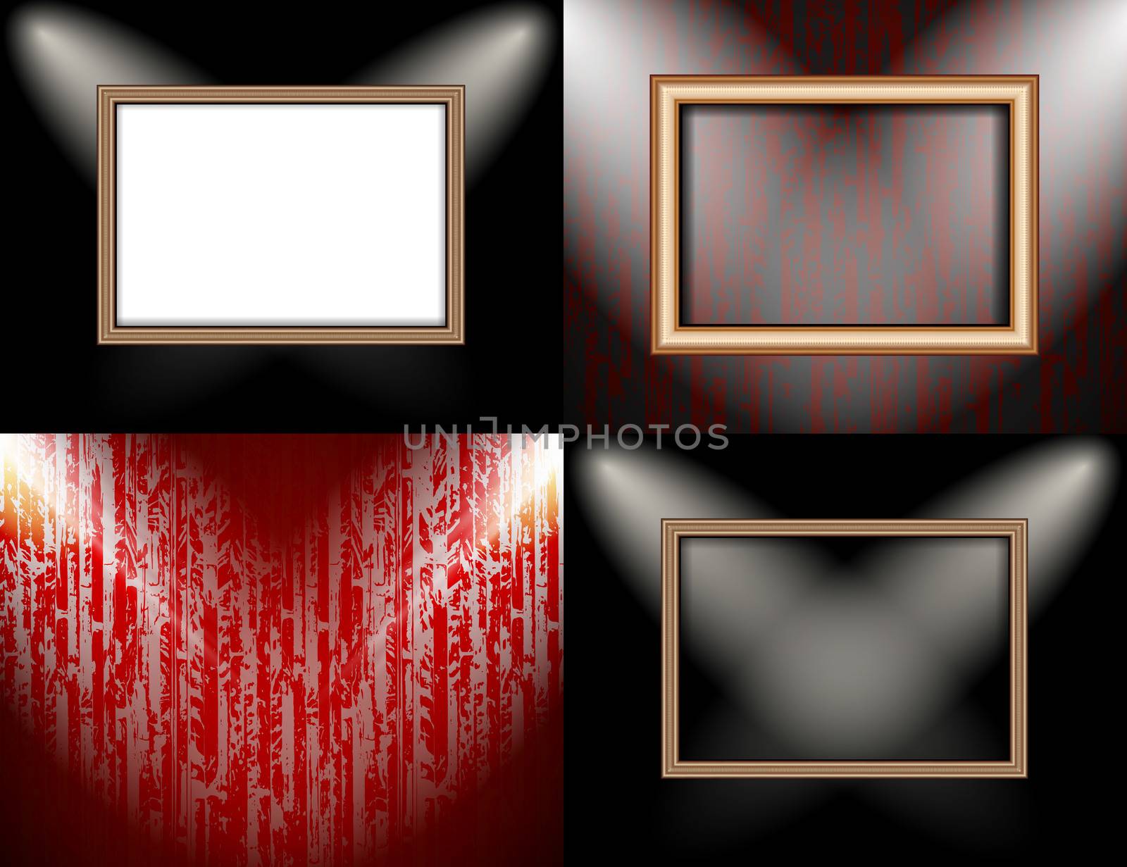 Set of Background with frames and spotlights.  illustration