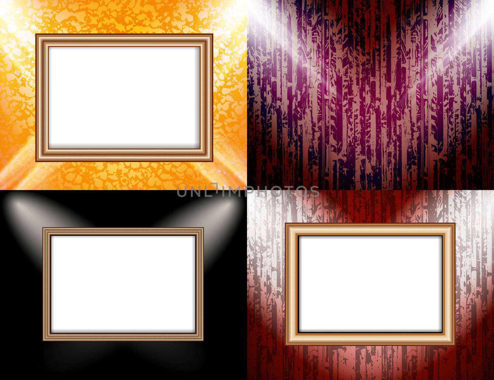 Set of Background with frames and spotlights.  illustration