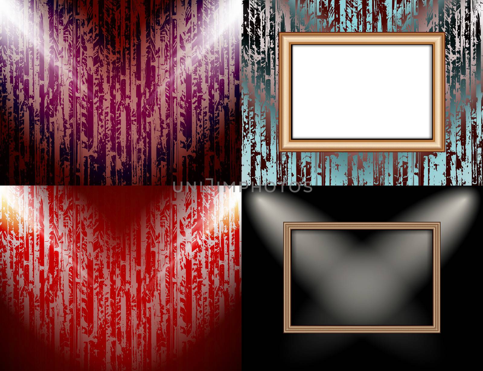 Set of Background with frames and spotlights.  illustration