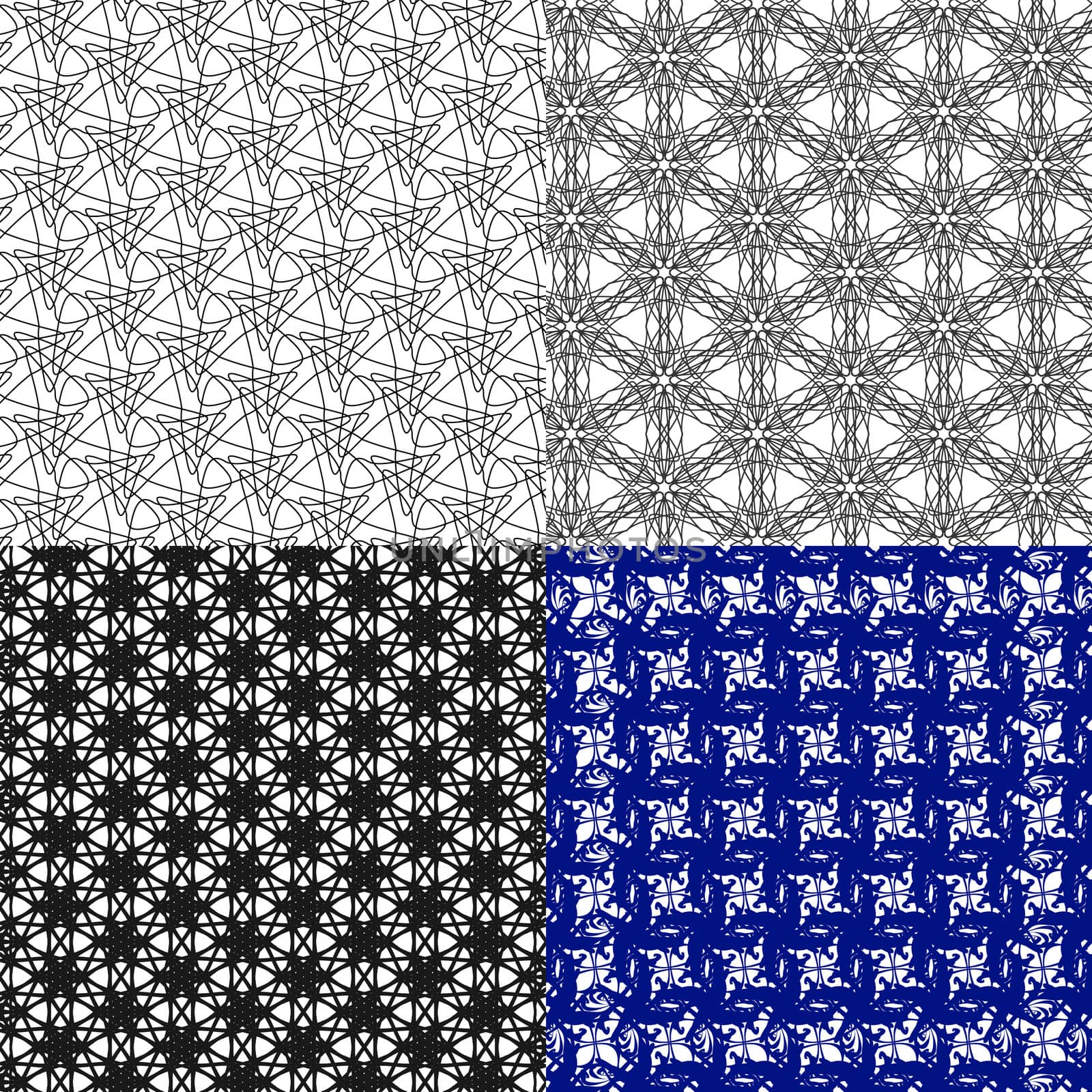 Set of 4 monochrome elegant patterns. ornaments. May be used as background. backdrop by serhii_lohvyniuk