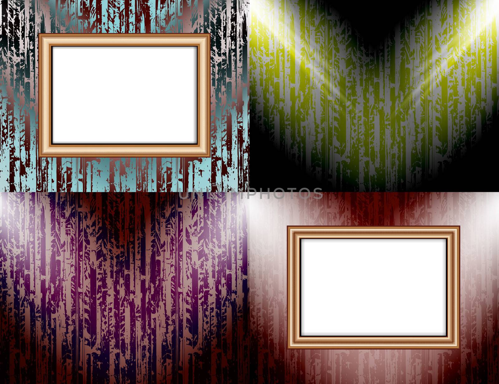 Set of Background with frames and spotlights.  illustration