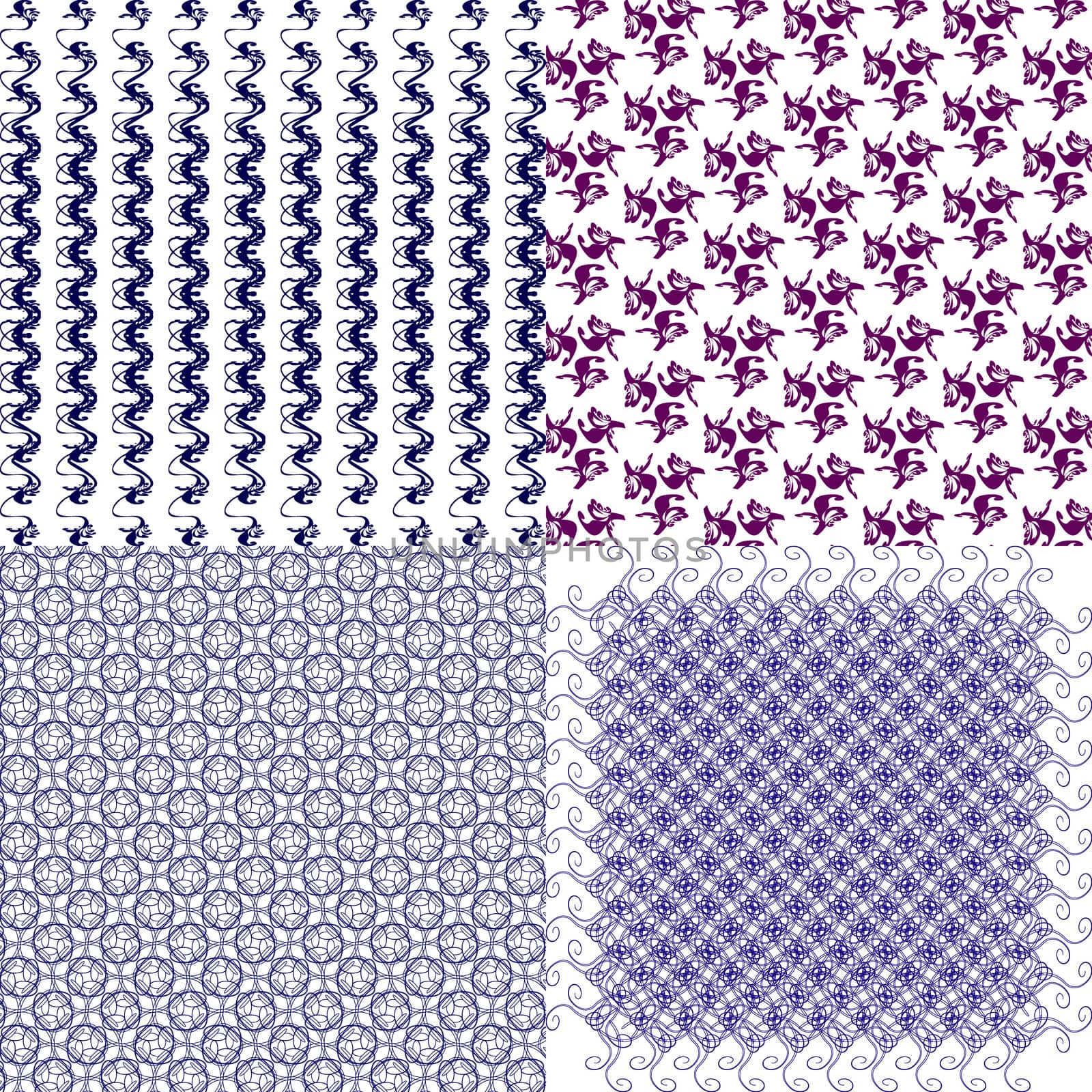 4 Geometric patterns, tiling. Set of  abstract vintage backgrounds.  illustration
