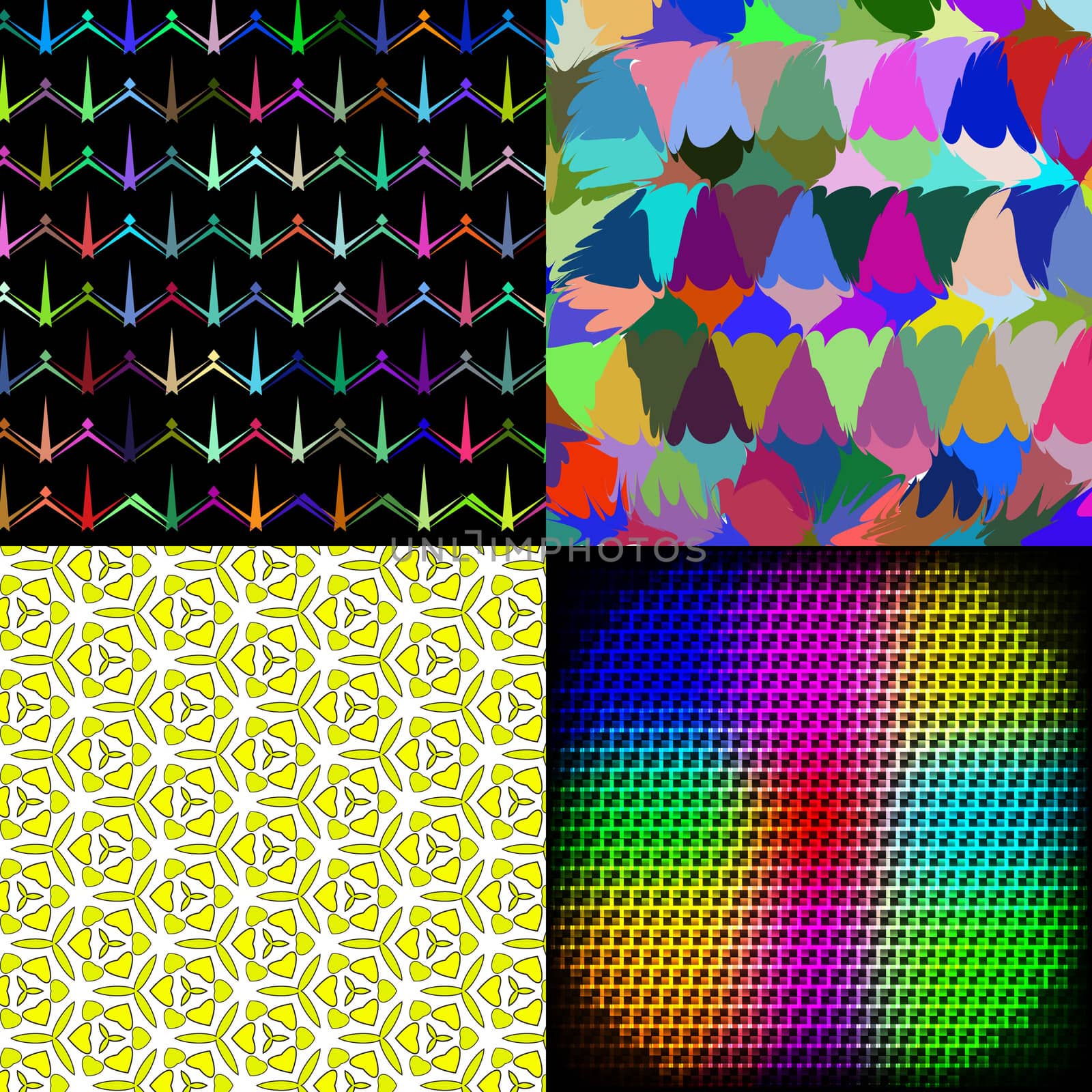 Set of Abstract rainbow colorful tiles mosaic painting geometric palette pattern background.  by serhii_lohvyniuk