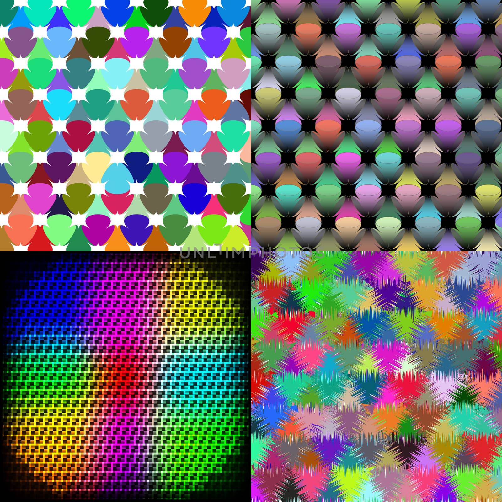 Set of Abstract rainbow colorful tiles mosaic painting geometric palette pattern background.  illustration