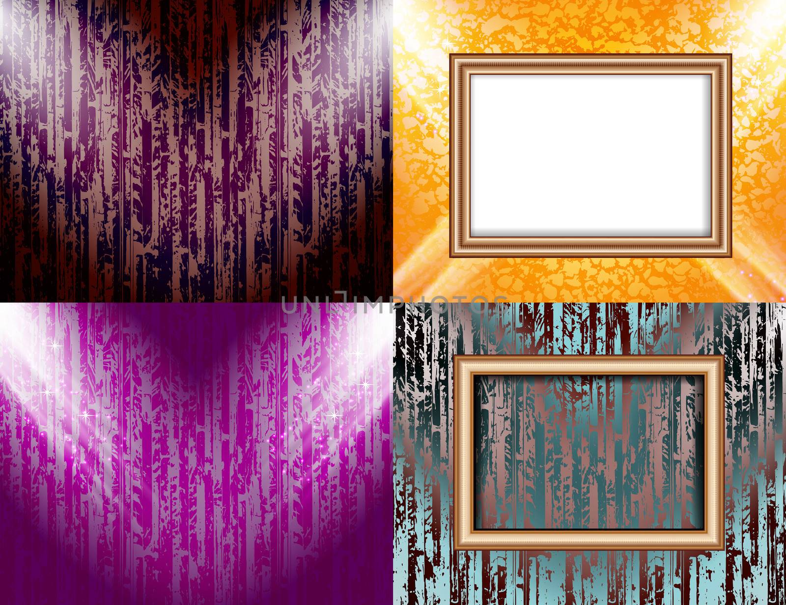 Set of Background with frames and spotlights.  illustration