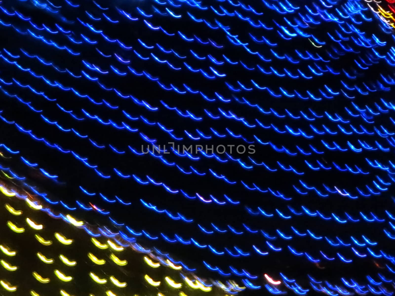Patterns, lines of blue and yellow lights