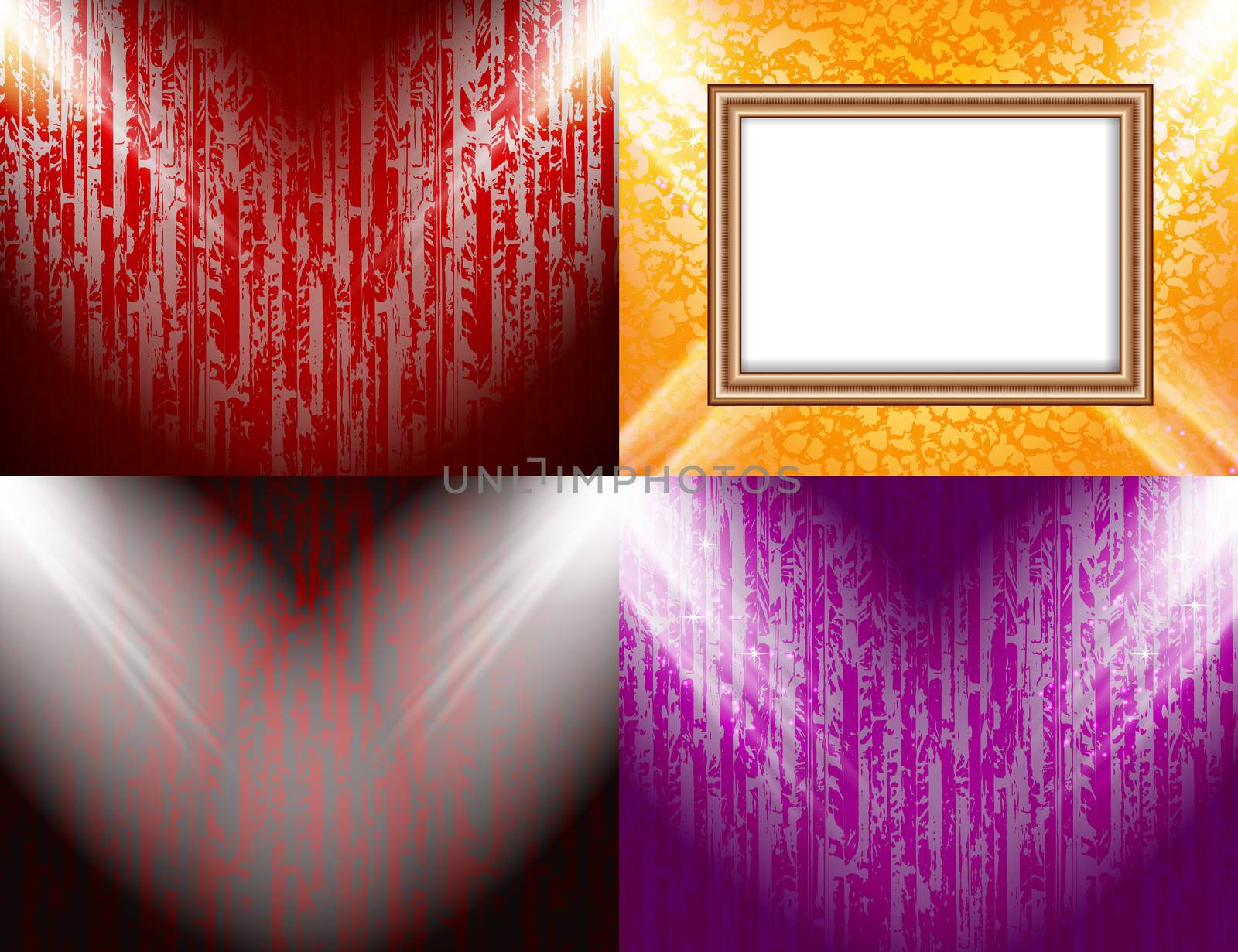 Set of Background with frames and spotlights.  illustration