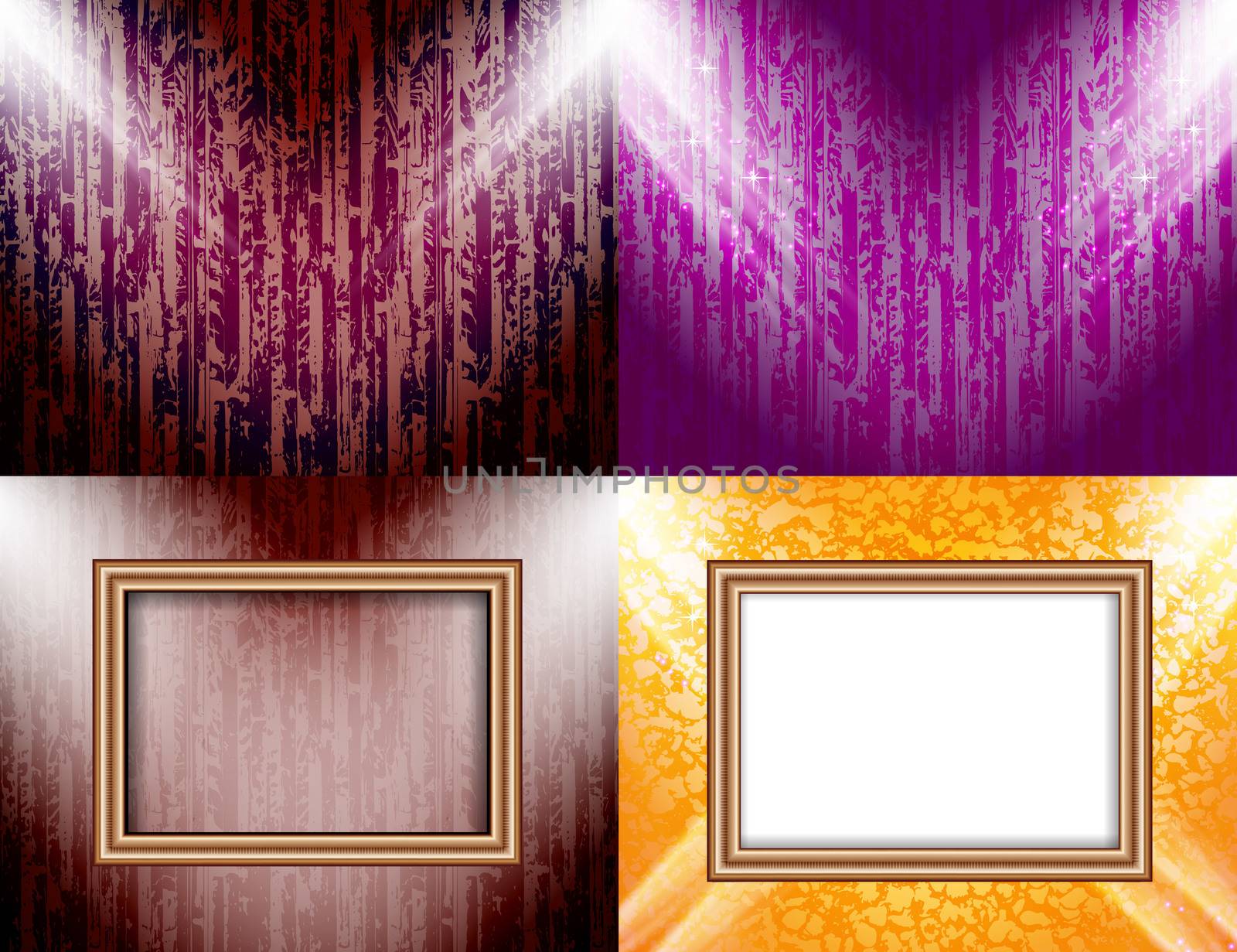Set of Background with frames and spotlights.  illustration