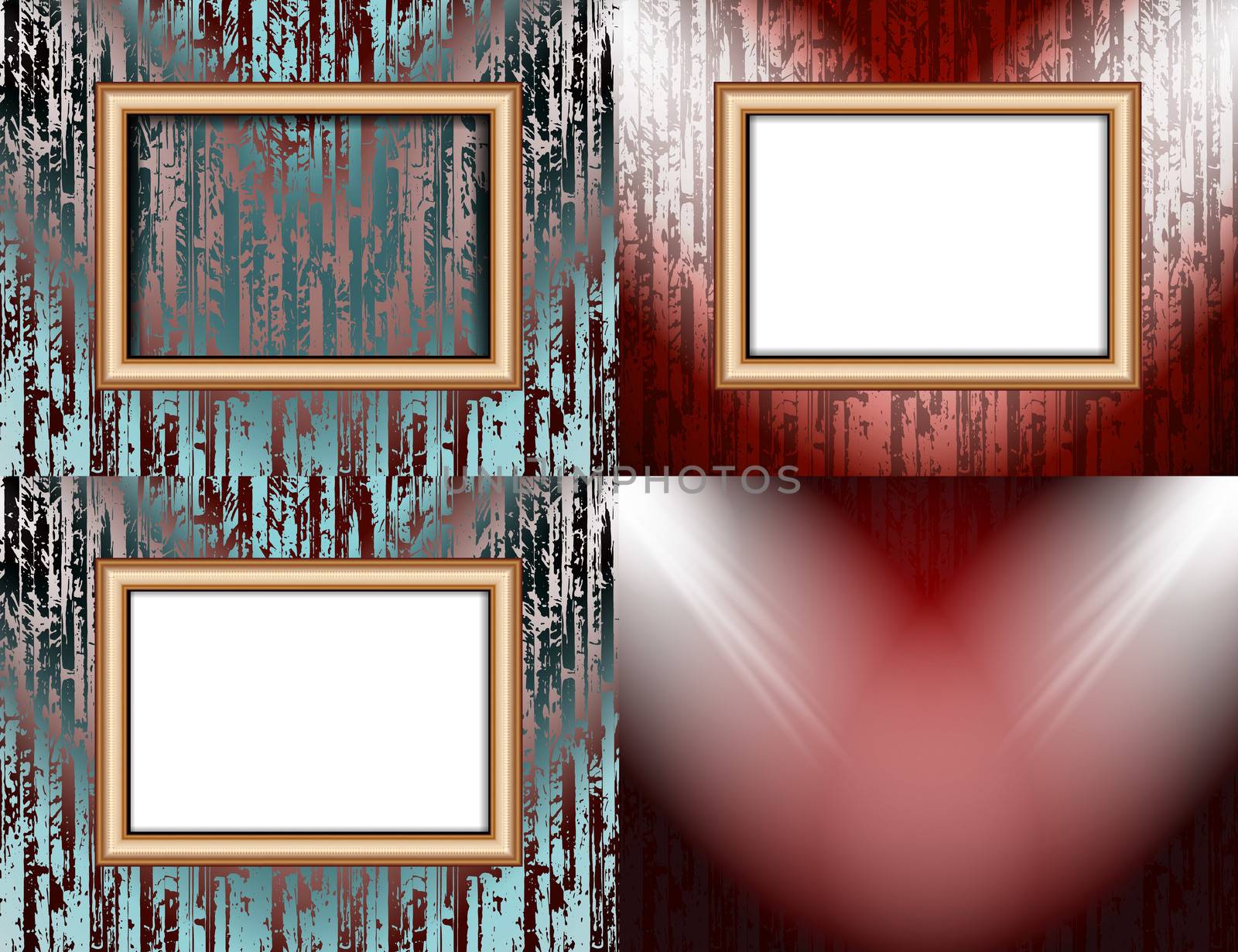 Set of Background with frames and spotlights.  illustration