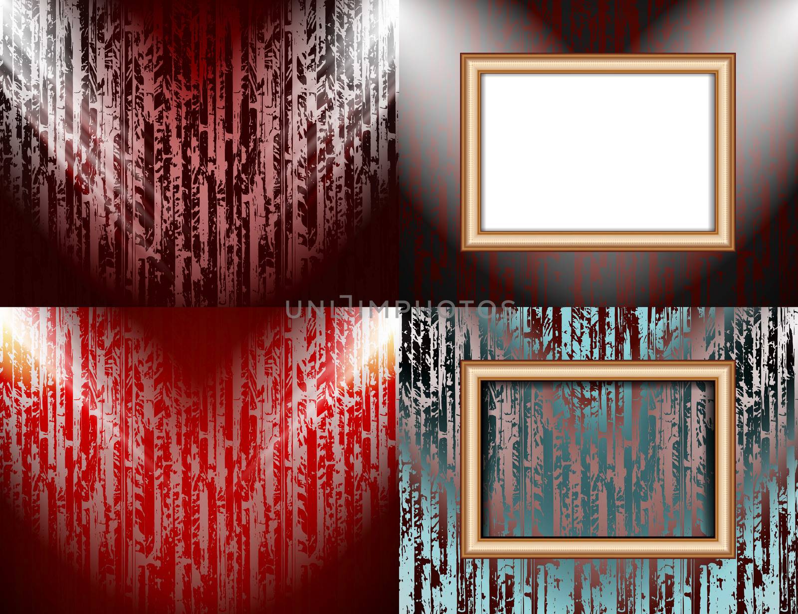 Set of Background with frames and spotlights.  illustration