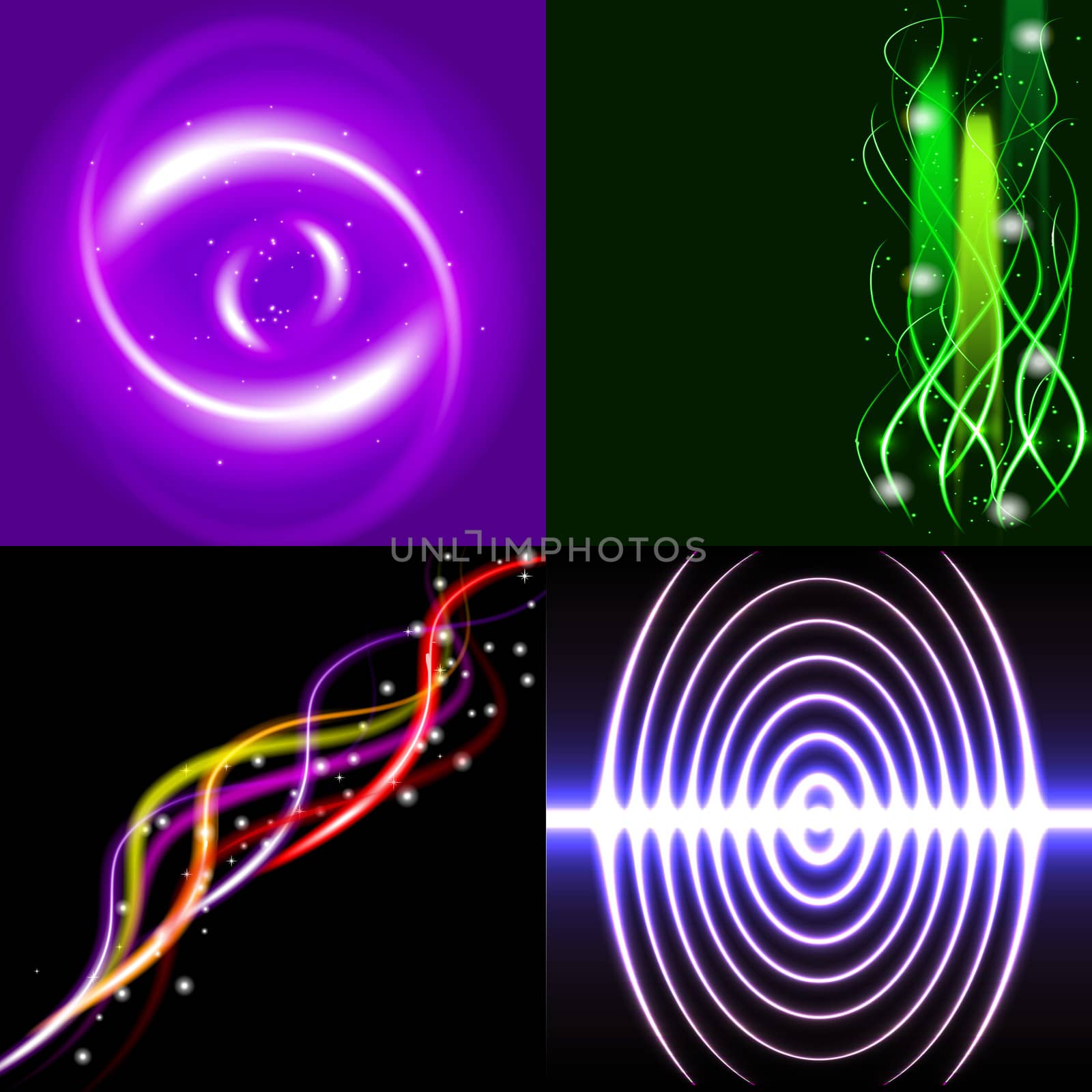 Set  of colorful  abstract background with blurred magic neon light curved lines.  by serhii_lohvyniuk