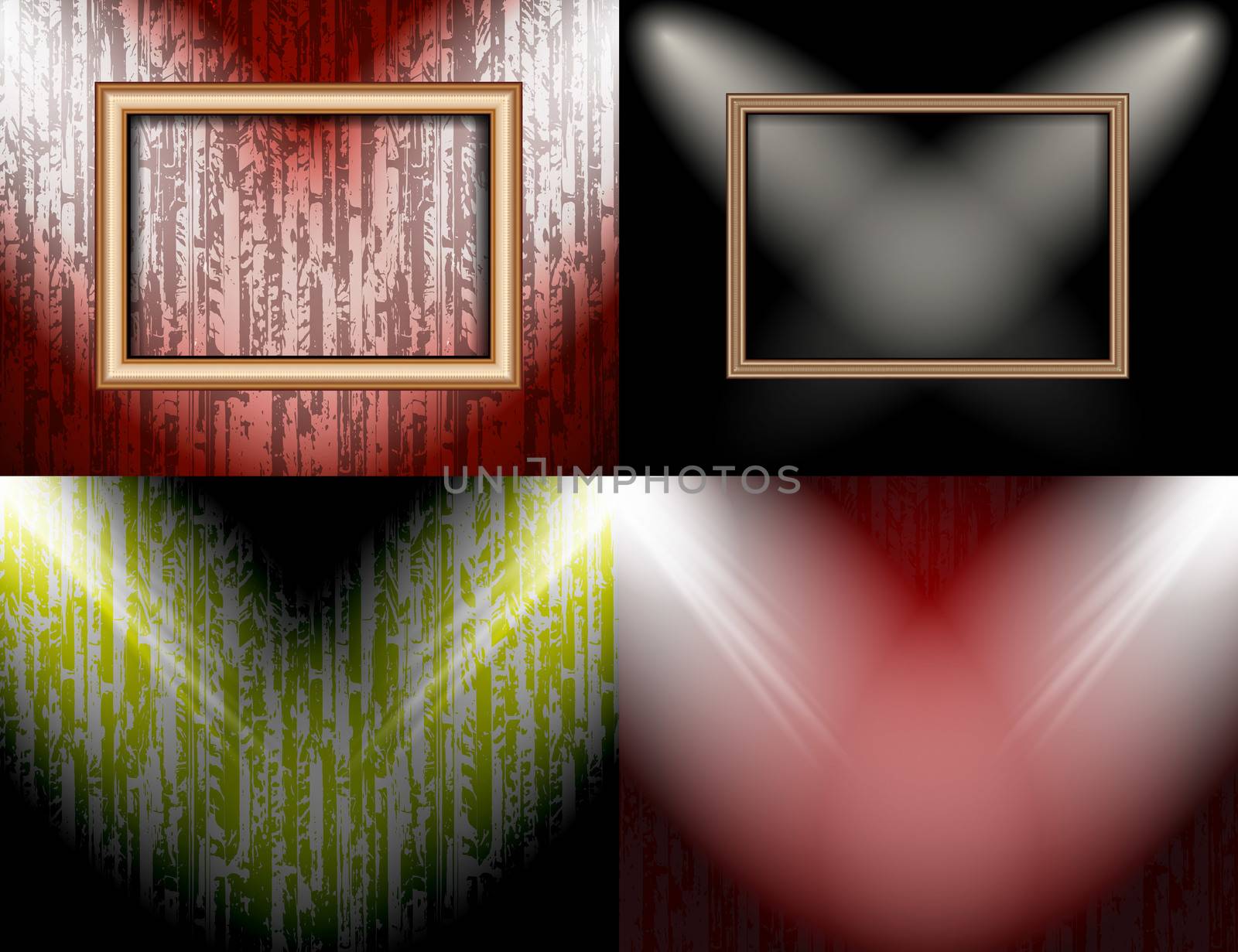 Set of Background with frames and spotlights.  illustration