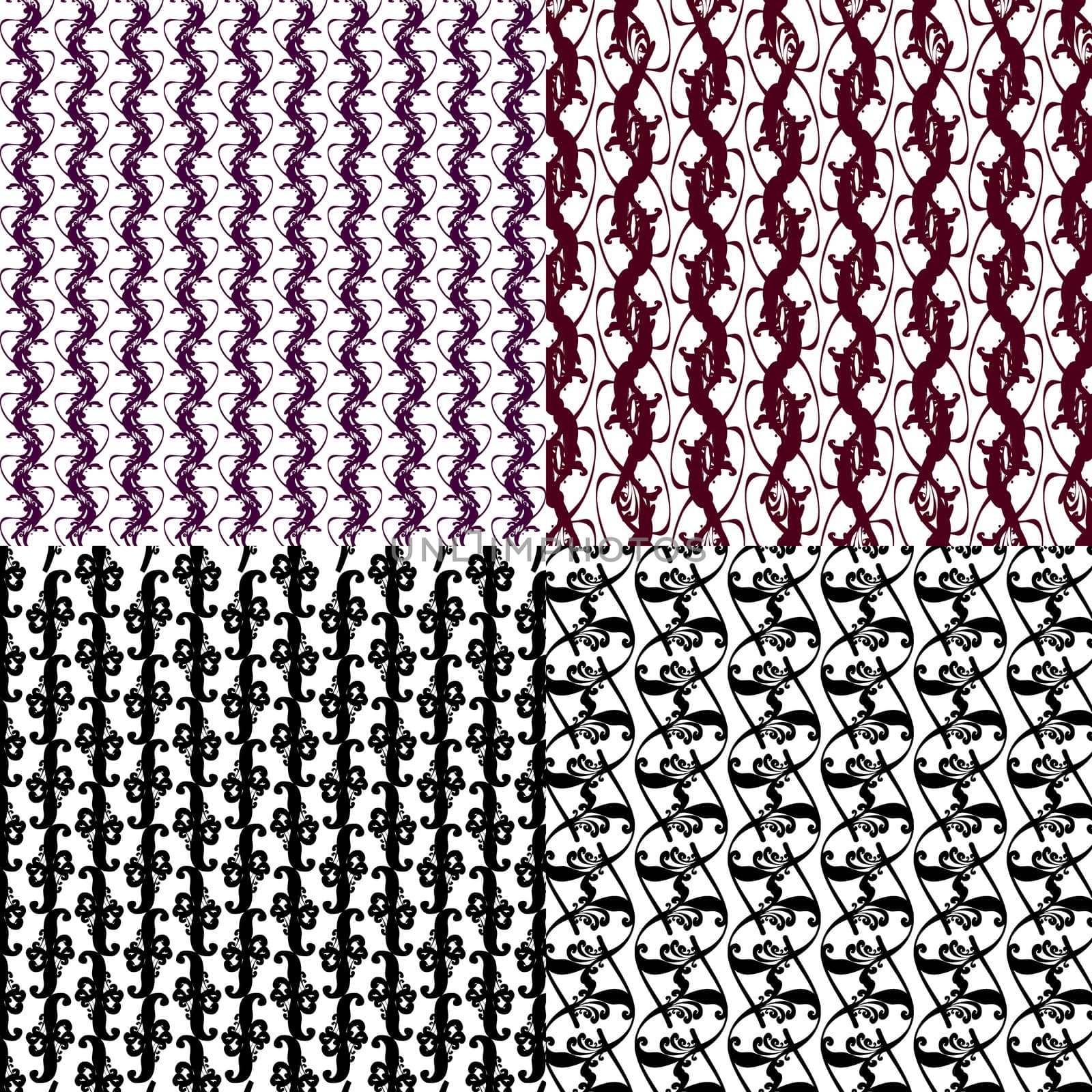 Set of 4 monochrome elegant patterns. ornaments. May be used as background. backdrop by serhii_lohvyniuk