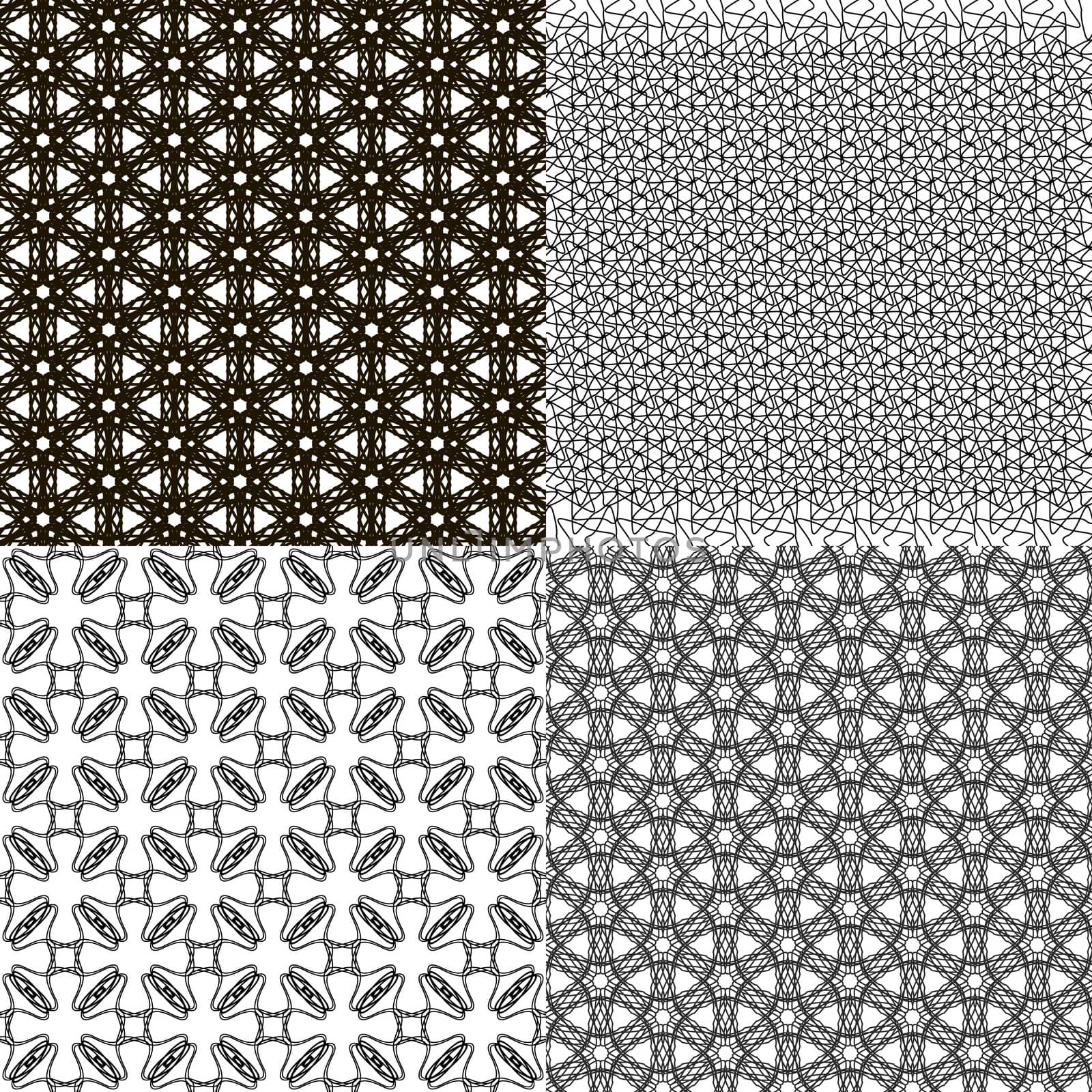Set of 4 monochrome elegant patterns. ornaments. May be used as background