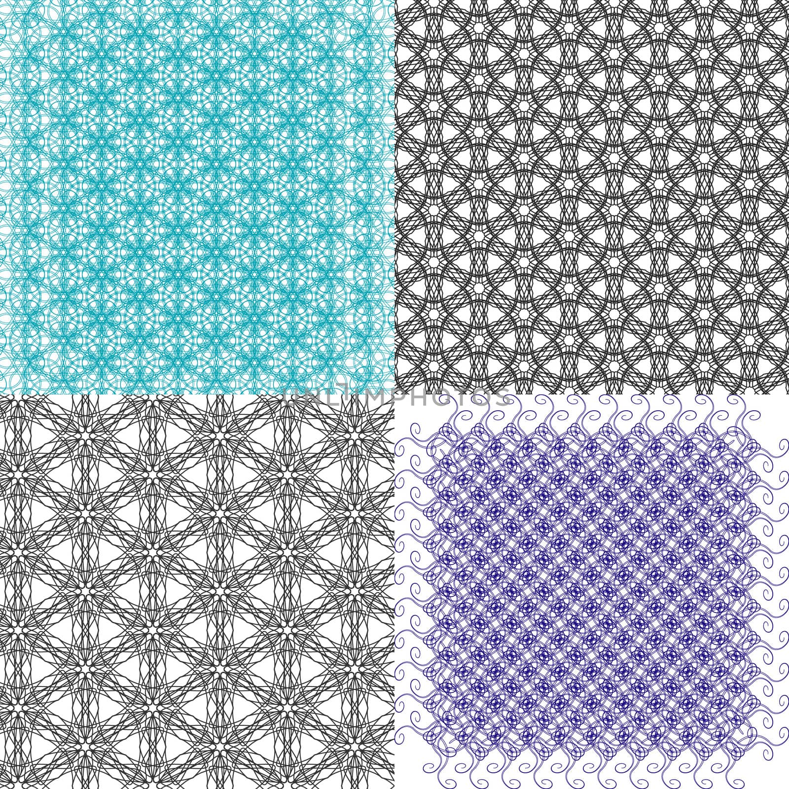 Set of 4 monochrome elegant patterns. ornaments. May be used as background. backdrop by serhii_lohvyniuk