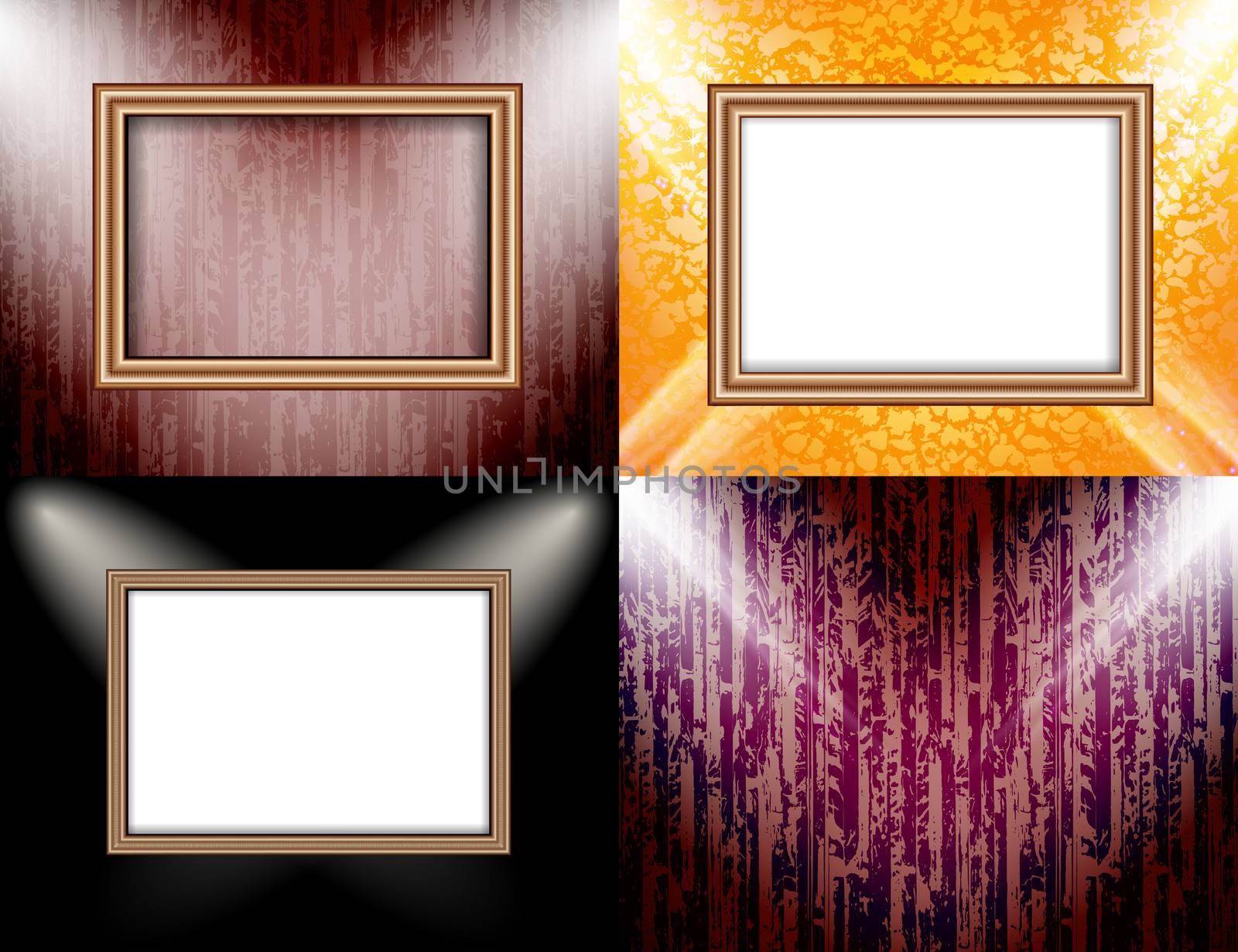 Set of Background with frames and spotlights.  illustration