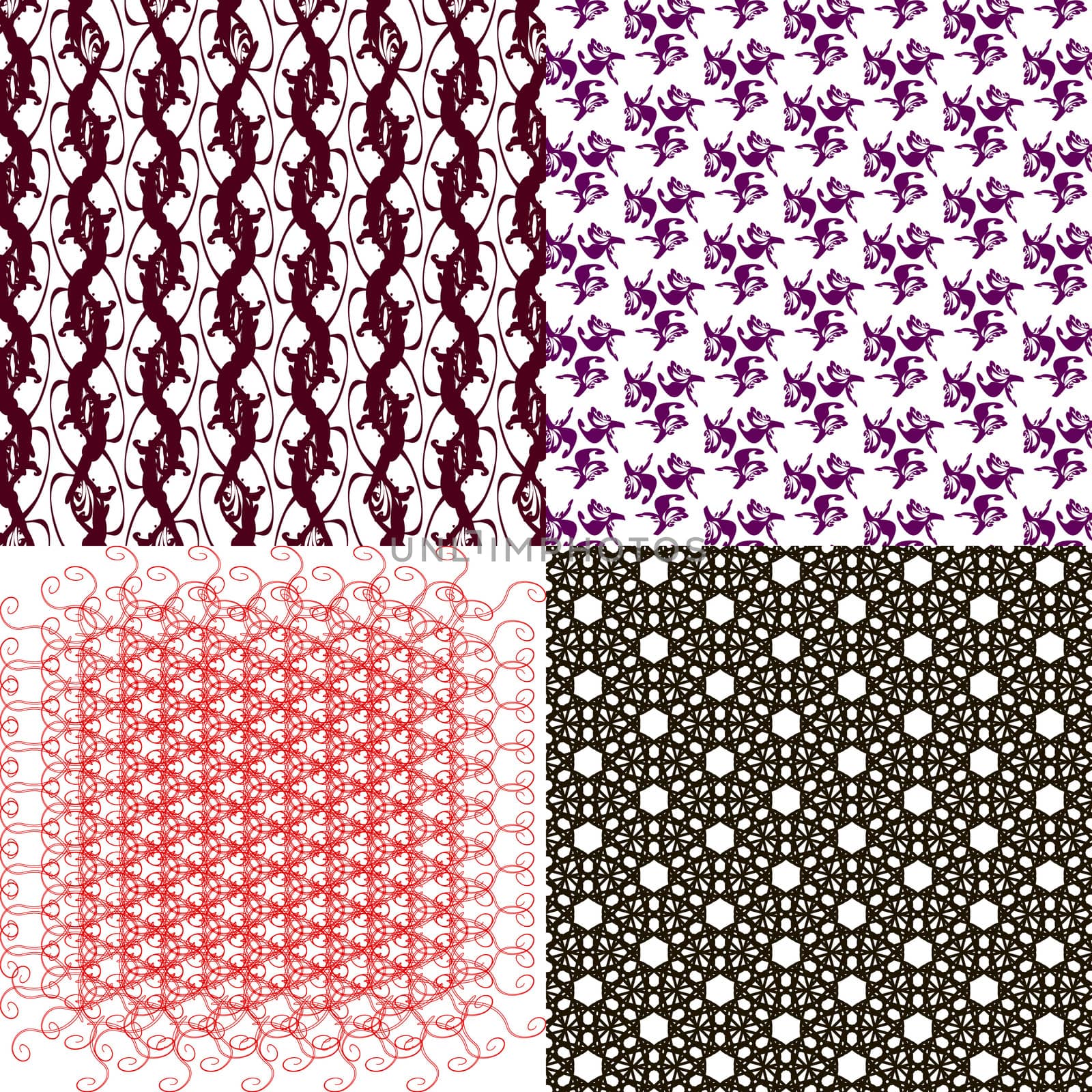 Set of 4 monochrome elegant patterns. ornaments. May be used as background. backdrop by serhii_lohvyniuk