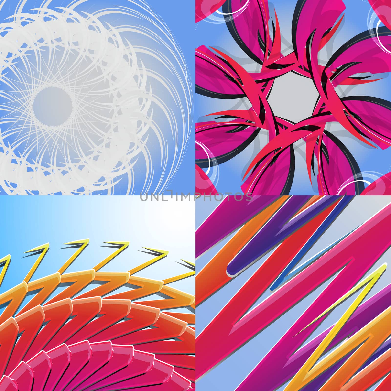 Set of Abstract Rainbow concept background.  illustration