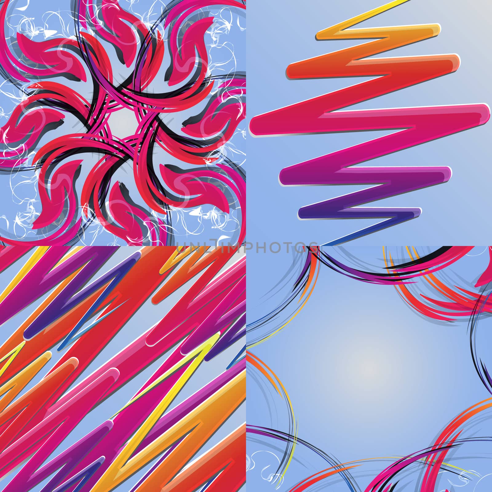 Set of Abstract Rainbow concept background.  illustration