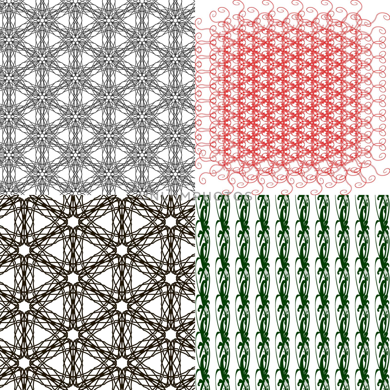 Set of 4 monochrome elegant patterns. ornaments. May be used as background