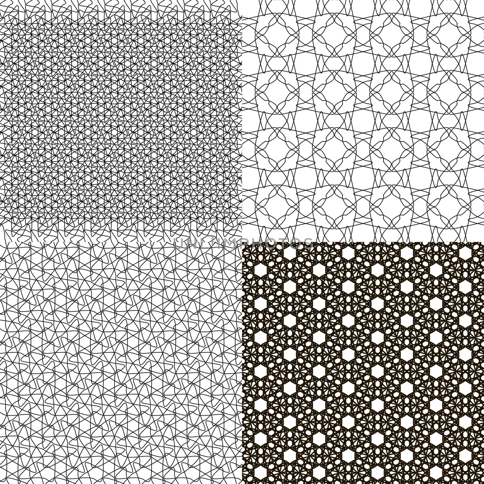 Set of 4 monochrome elegant patterns. ornaments. May be used as background