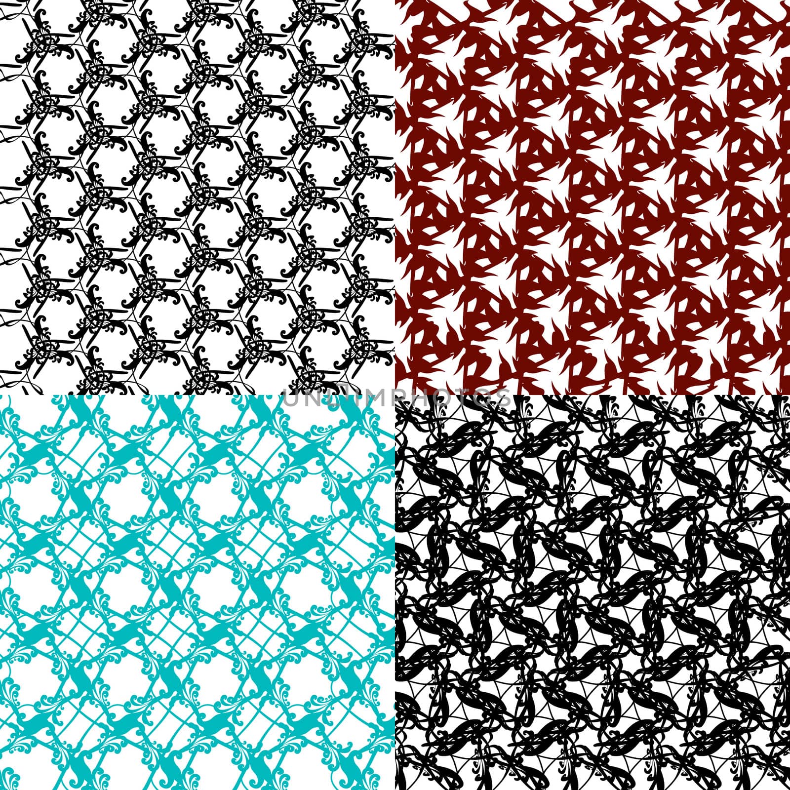 Set of 4 monochrome elegant patterns. ornaments. May be used as background. backdrop by serhii_lohvyniuk