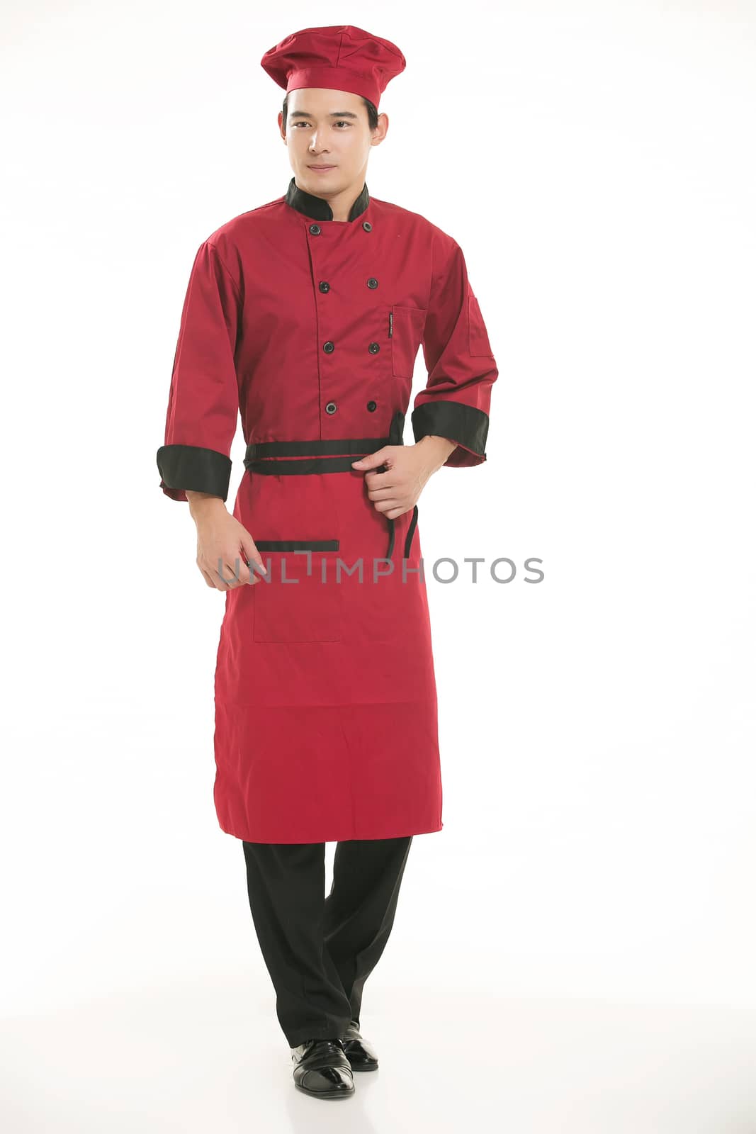 Wearing all kinds of clothing chef dietitian in front of white background