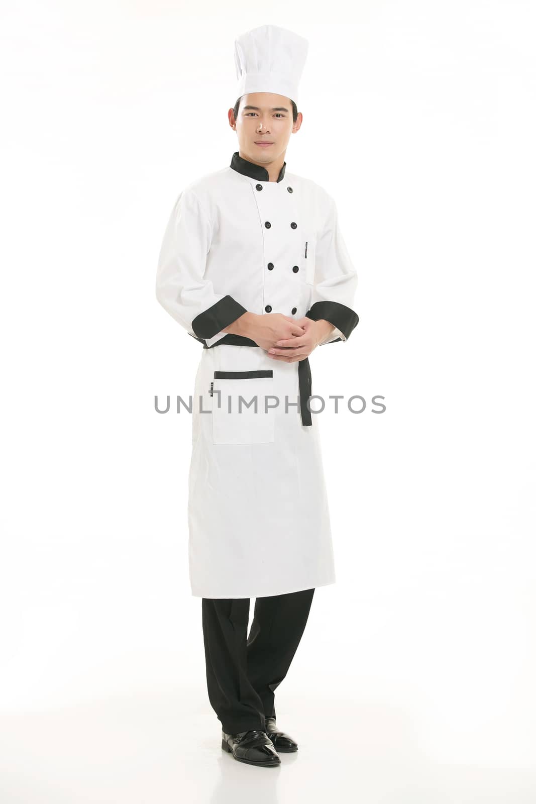 Wearing all kinds of clothing chef dietitian in front of white background