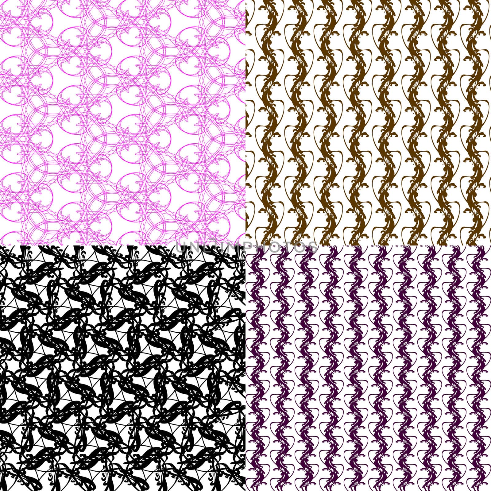 Set of 4 monochrome elegant patterns. ornaments. May be used as background. backdrop by serhii_lohvyniuk