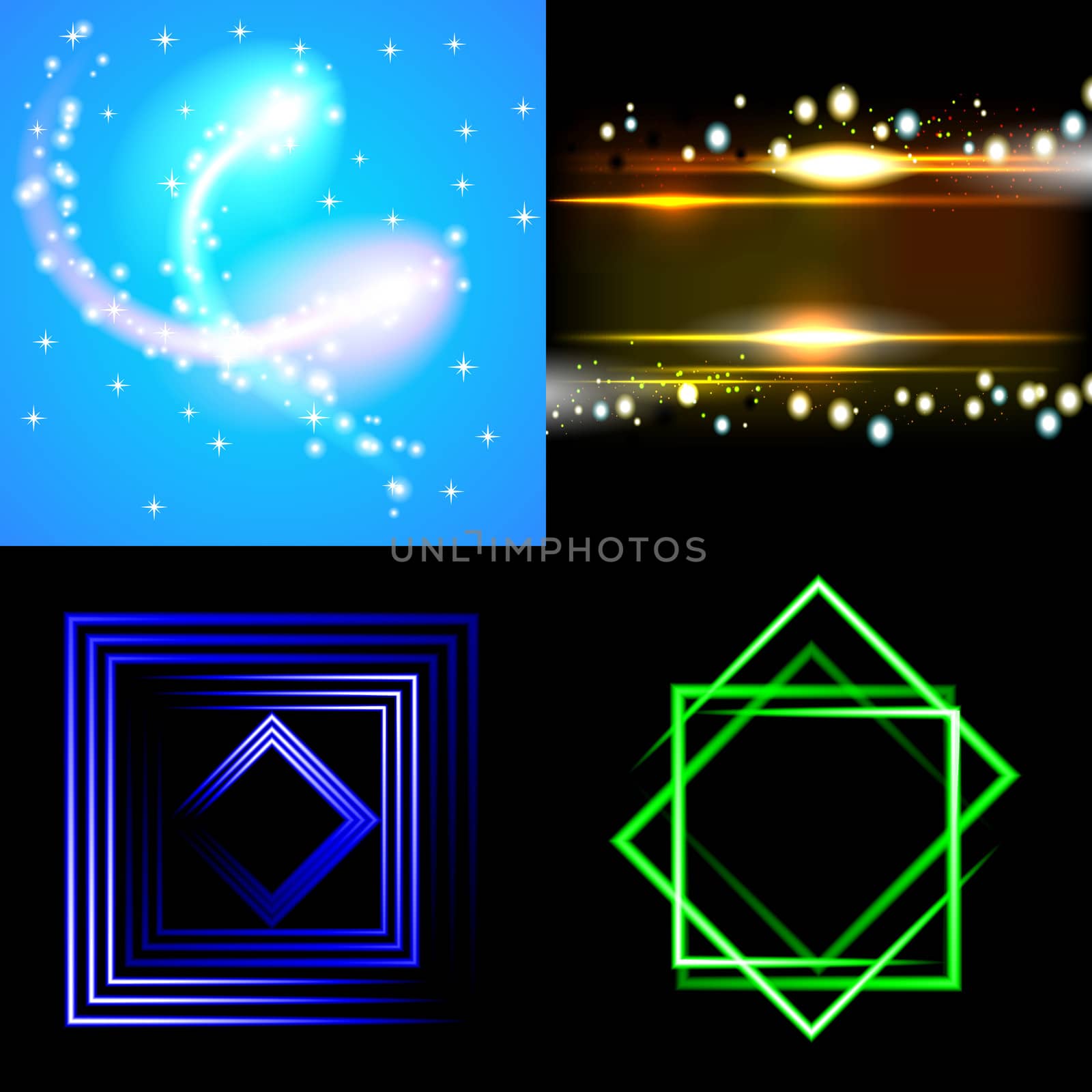 Set of Blurry abstract lines. Light effect. Sparkle background.  illustration