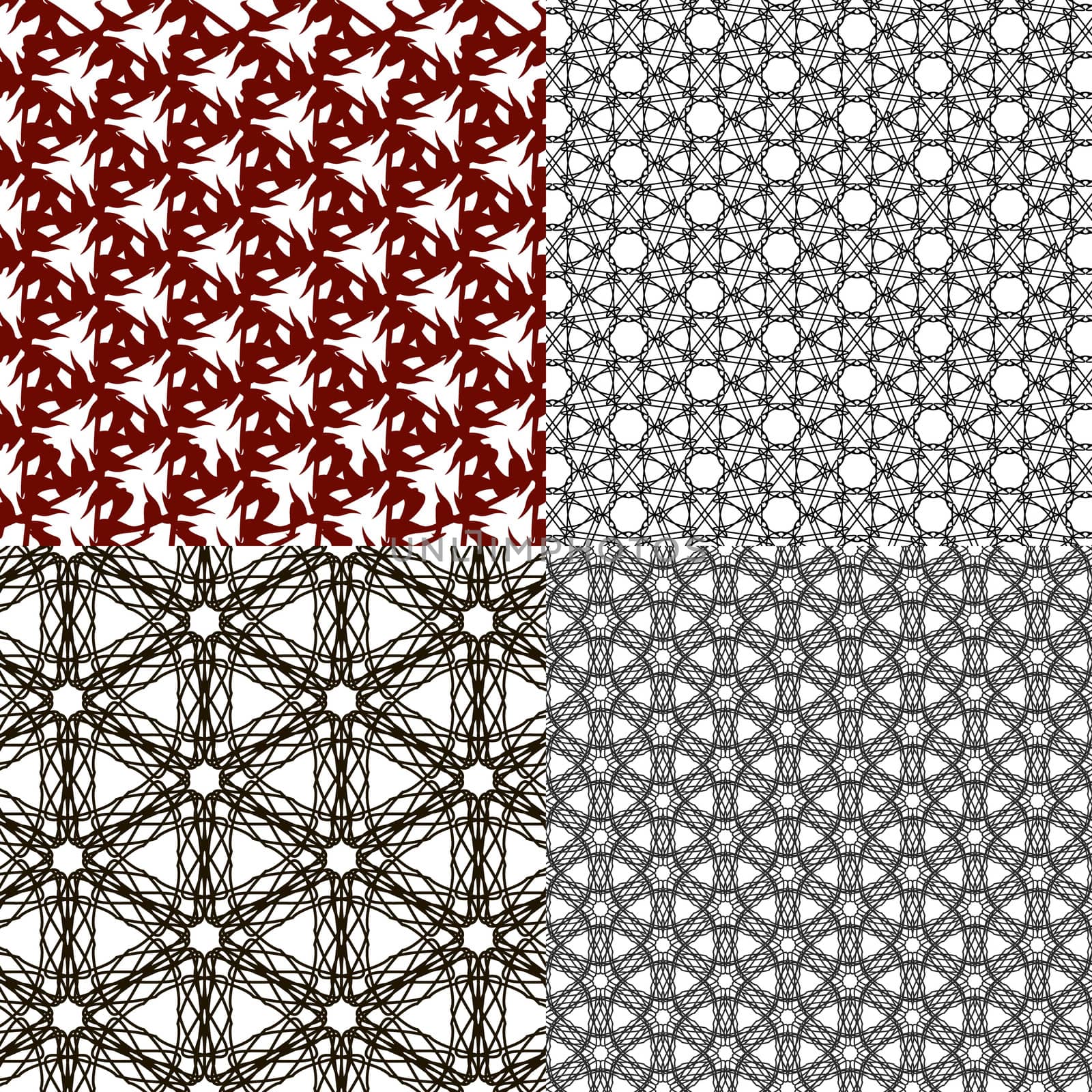 Set of 4 monochrome elegant patterns. ornaments. May be used as background. backdrop by serhii_lohvyniuk