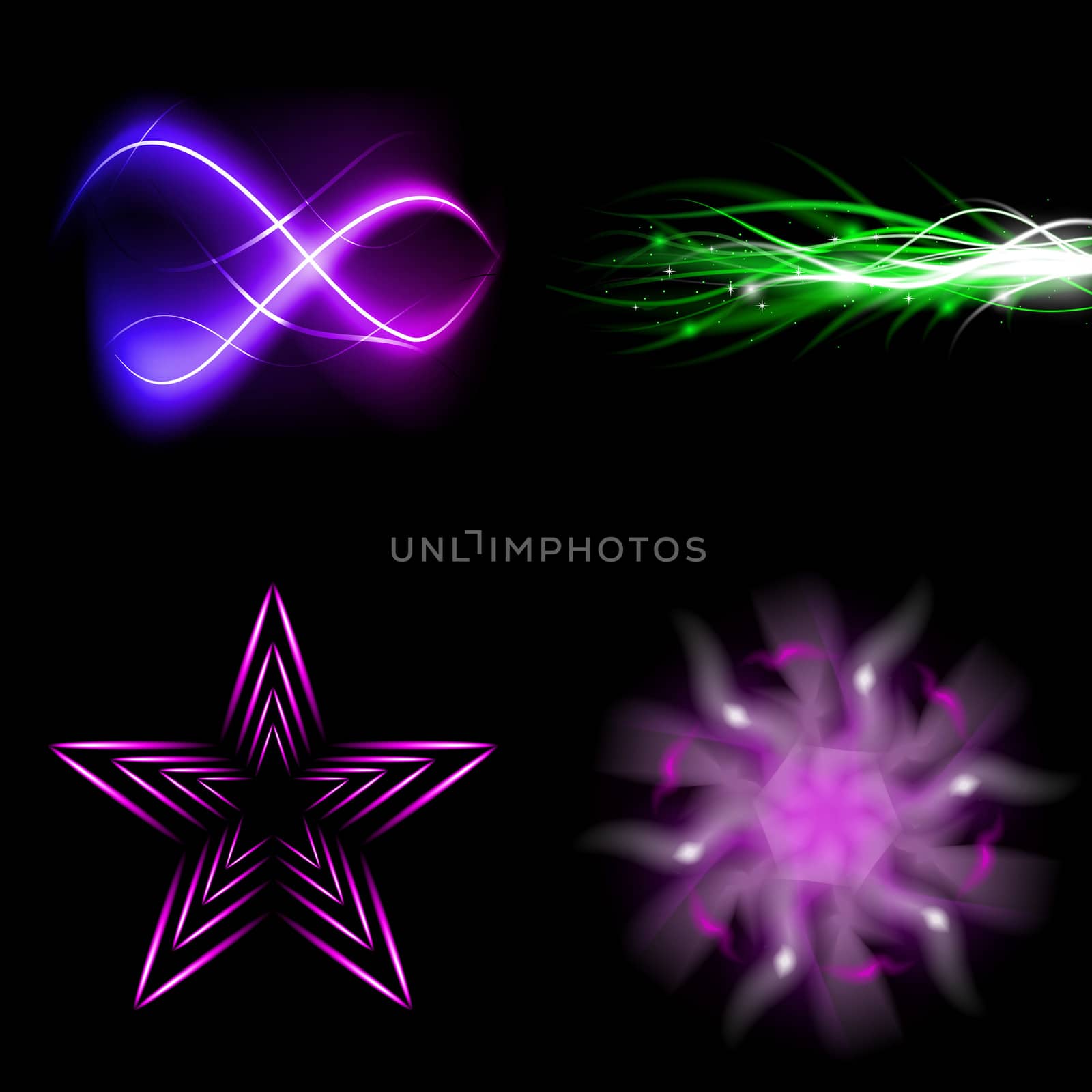 Set of Blurry abstract lines. Light effect. Sparkle background.  illustration