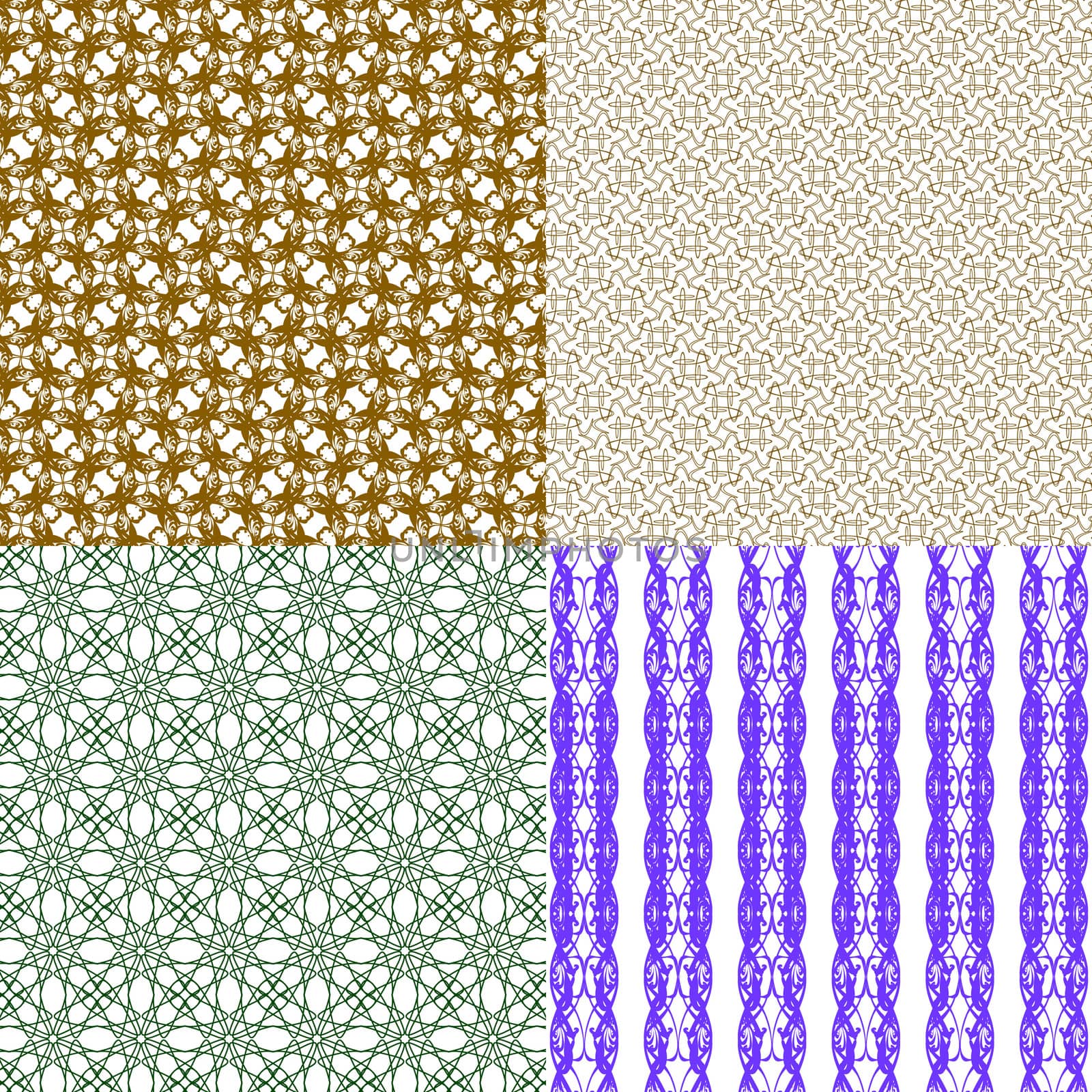Set of 4 monochrome elegant patterns. ornaments. May be used as background