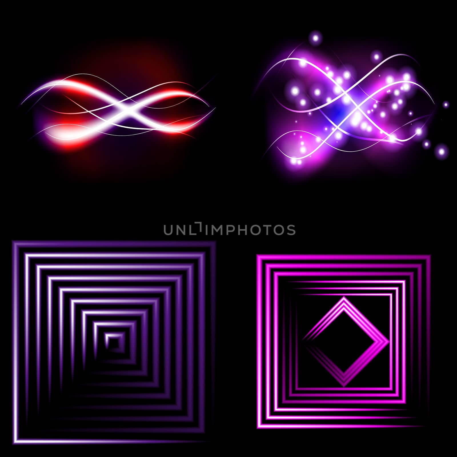 Set of Blurry abstract lines. Light effect. Sparkle background.  illustration