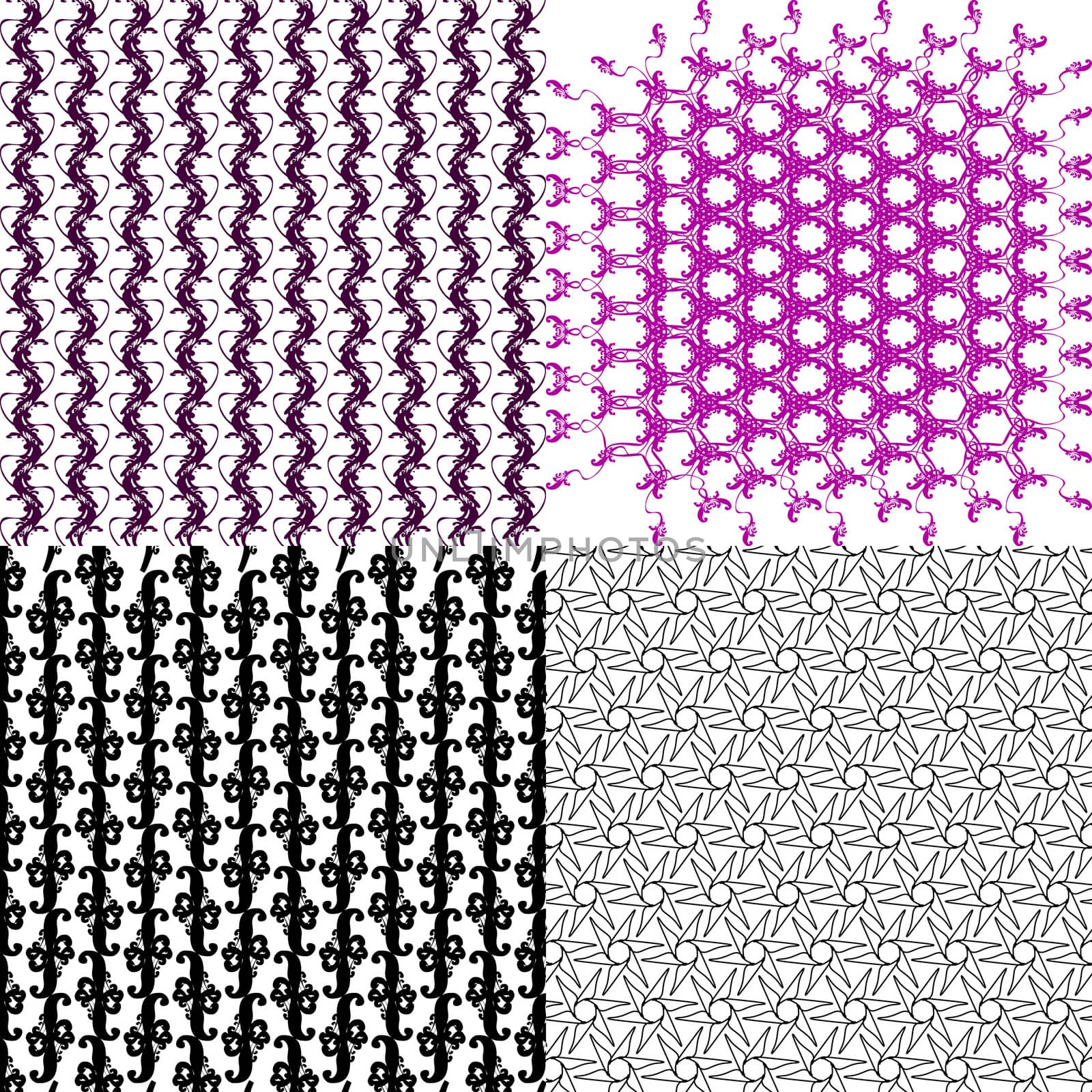 Set of 4 monochrome elegant patterns. ornaments. May be used as background. backdrop by serhii_lohvyniuk