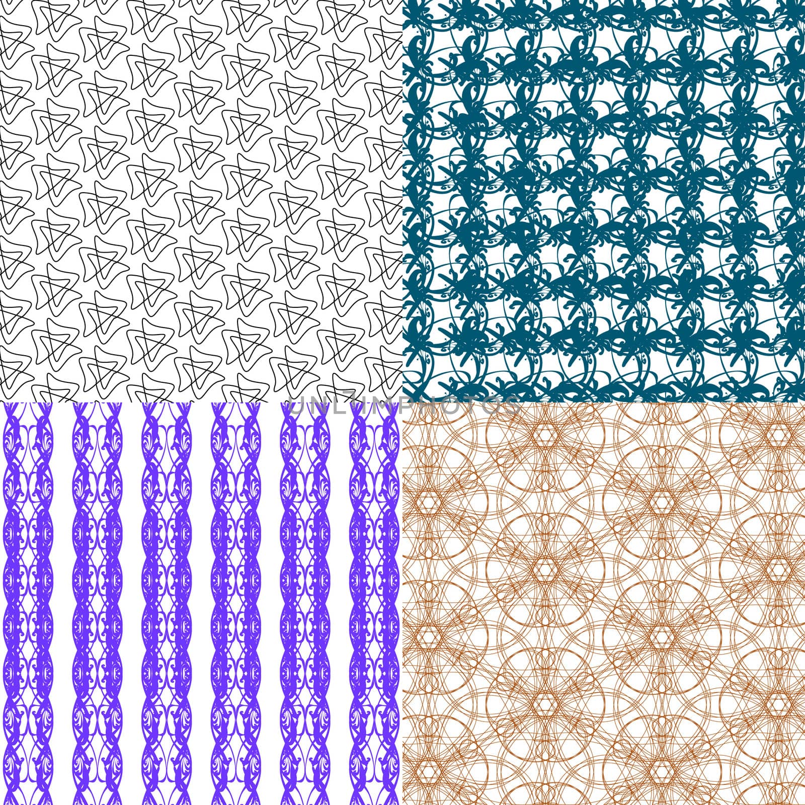 Set of 4 monochrome elegant patterns. ornaments. May be used as background. backdrop by serhii_lohvyniuk