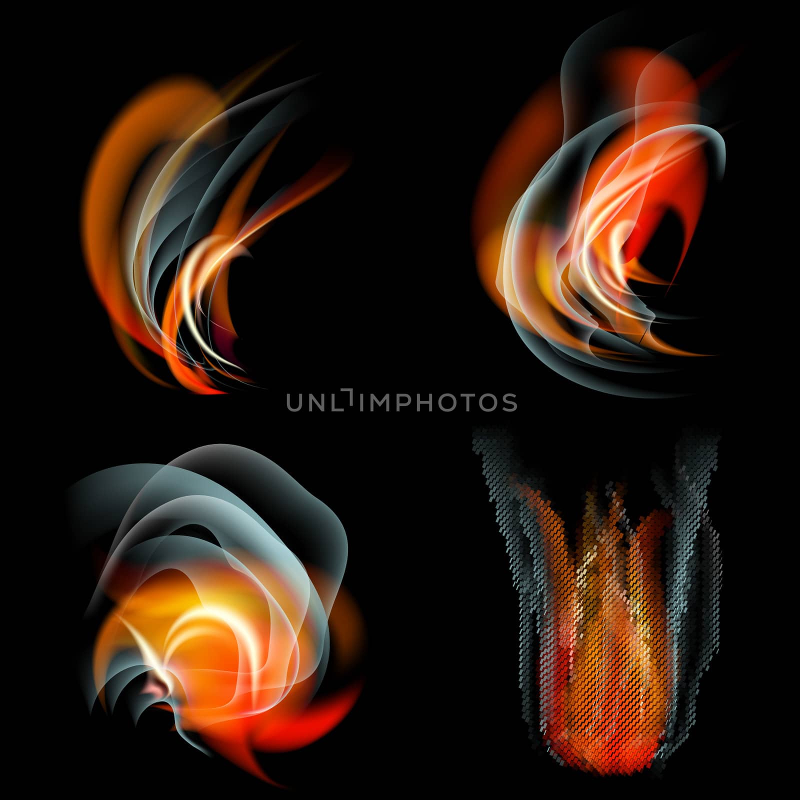 Collection of fires isolated on black background.  by serhii_lohvyniuk