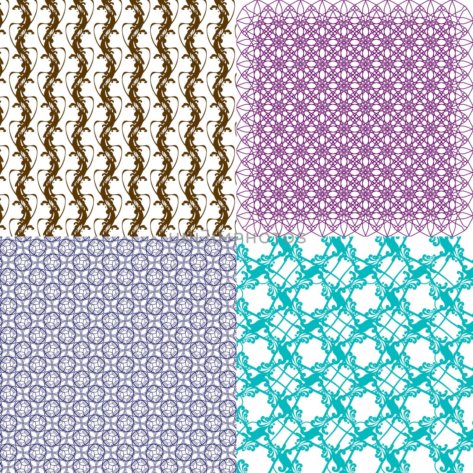 Set of 4 monochrome elegant patterns. ornaments. May be used as background