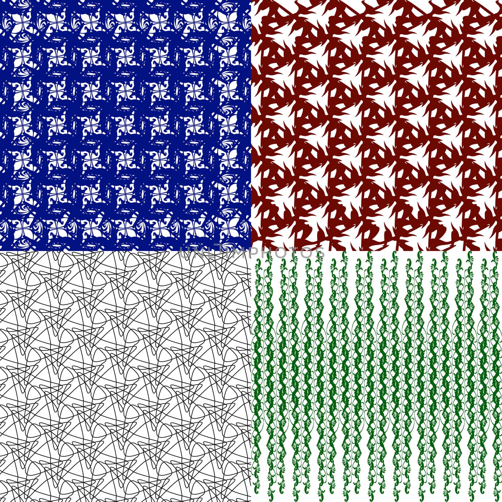 Set of 4 monochrome elegant patterns. ornaments. May be used as background