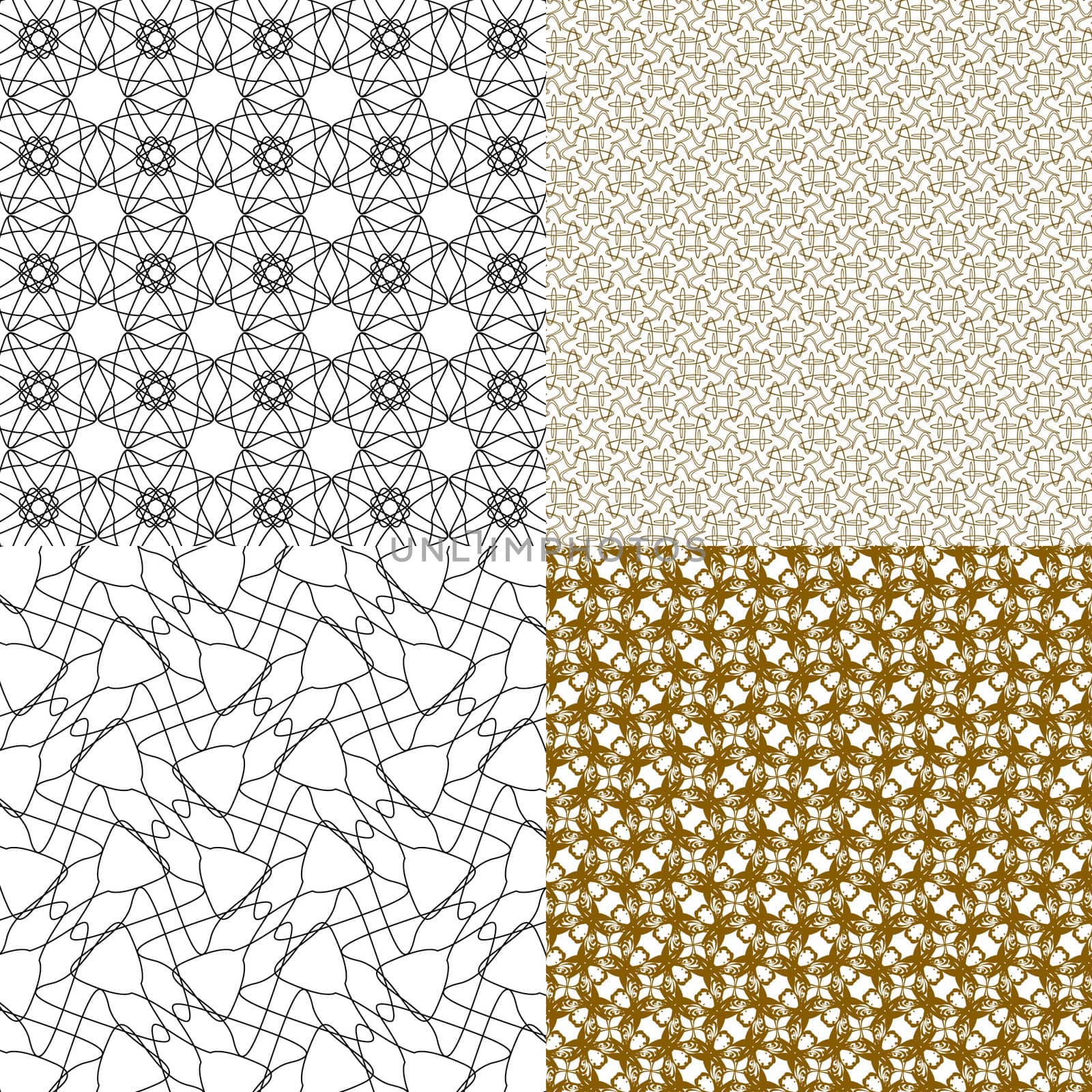 Set of 4 monochrome elegant patterns. ornaments. May be used as background. backdrop by serhii_lohvyniuk