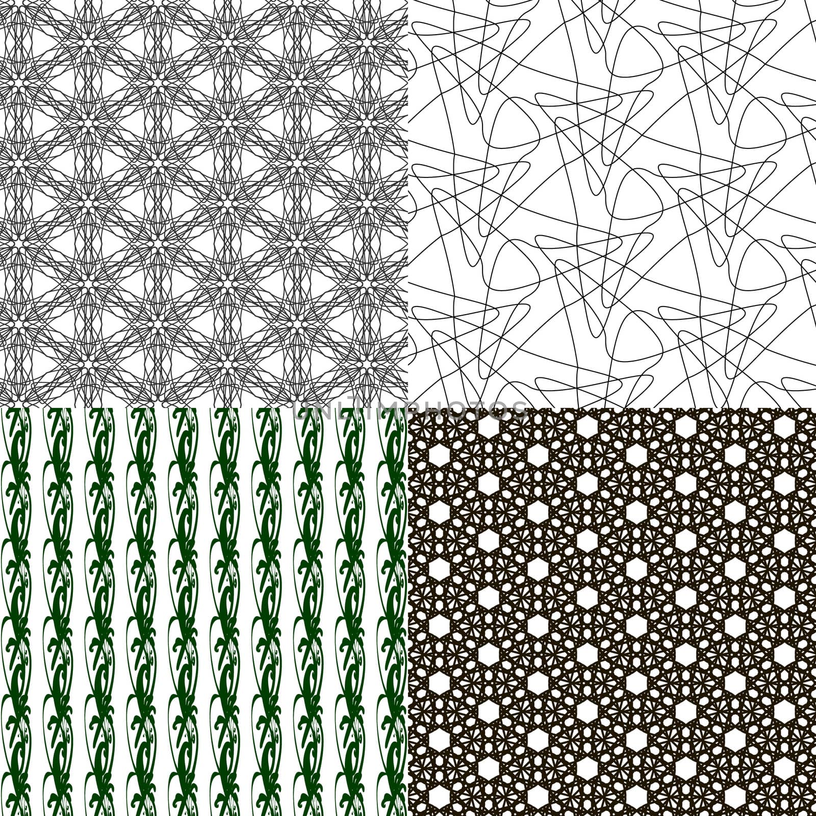 Set of 4 monochrome elegant patterns. ornaments. May be used as background