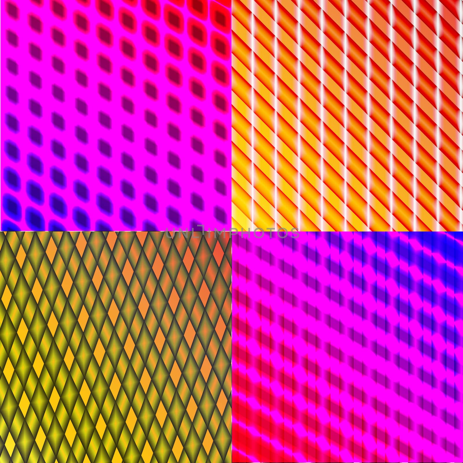 Set of 4 colorful abstract neon backgrounds. Rasterized copy.