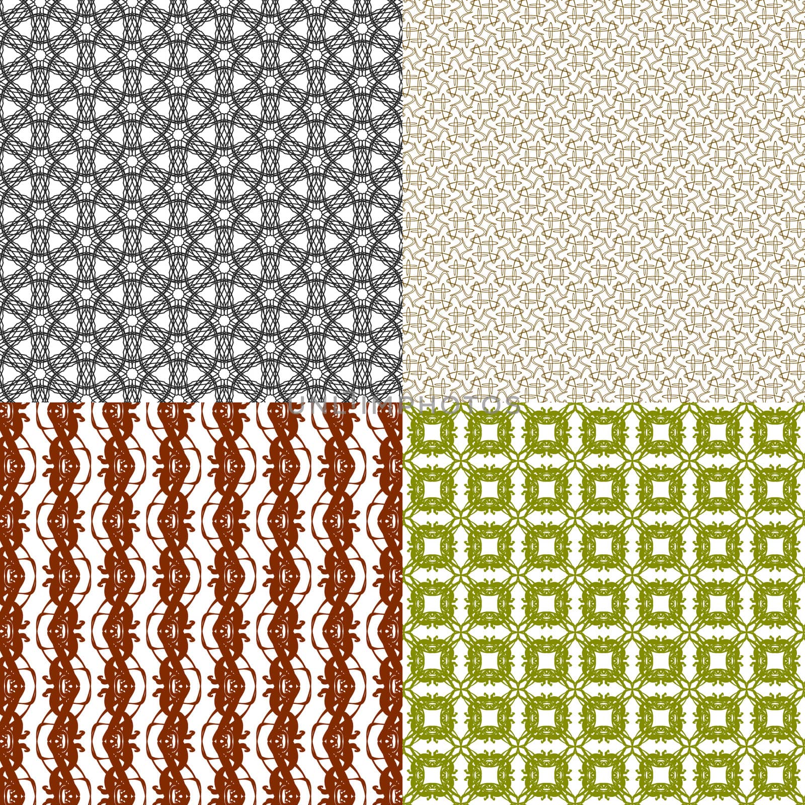 Set of 4 monochrome elegant patterns. ornaments. May be used as background