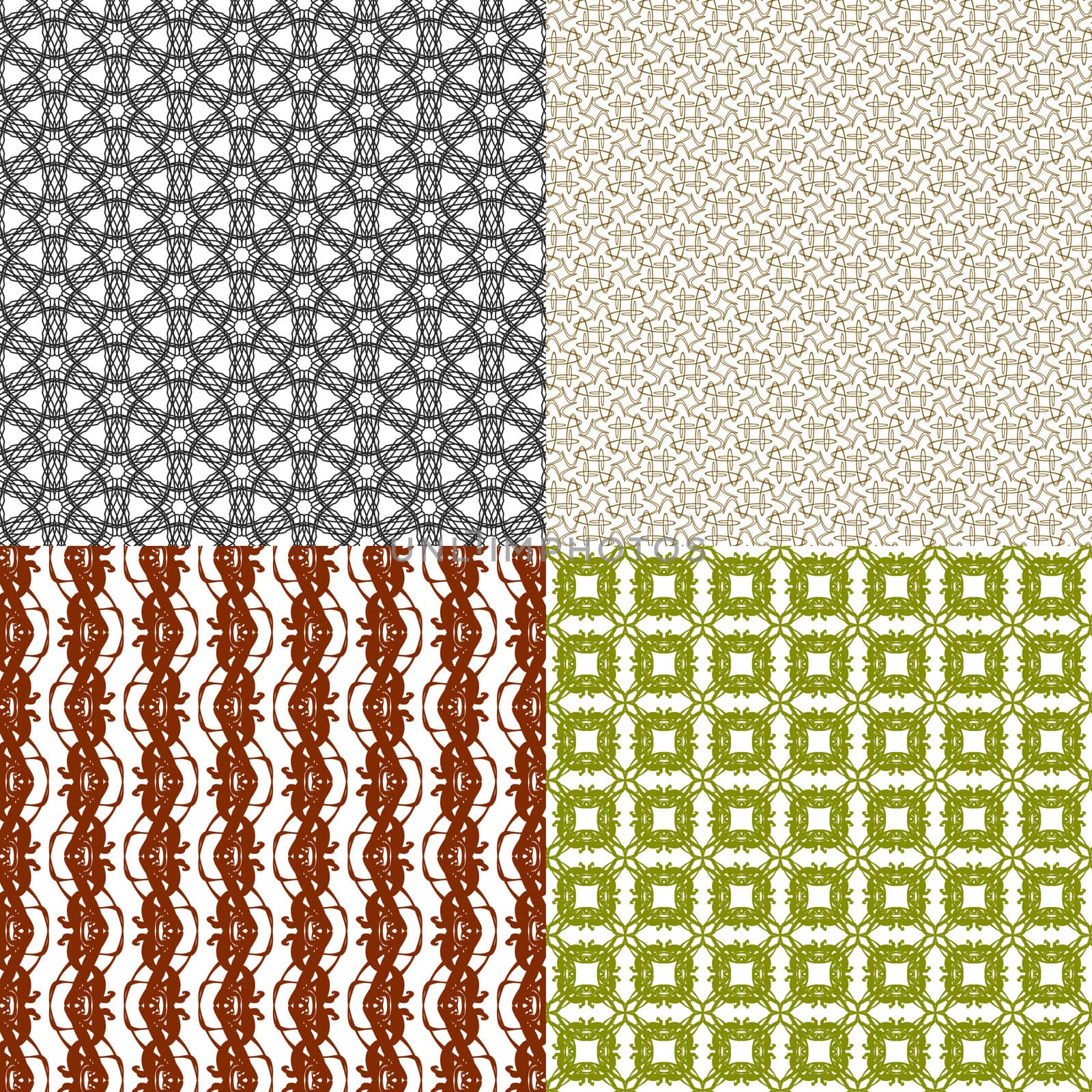 Set of 4 monochrome elegant patterns. ornaments. May be used as background. backdrop by serhii_lohvyniuk