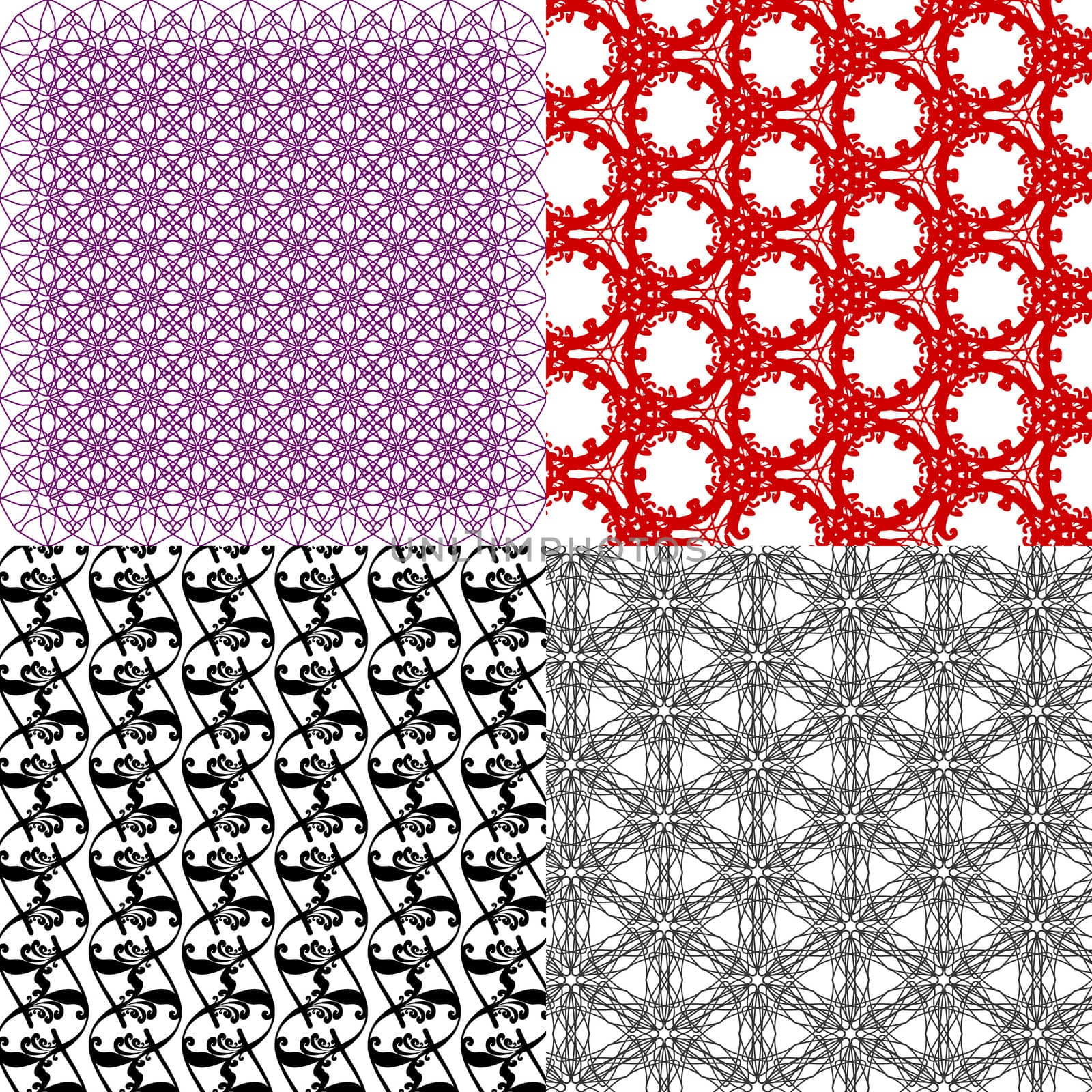 Set of 4 monochrome elegant patterns. ornaments. May be used as background. backdrop by serhii_lohvyniuk